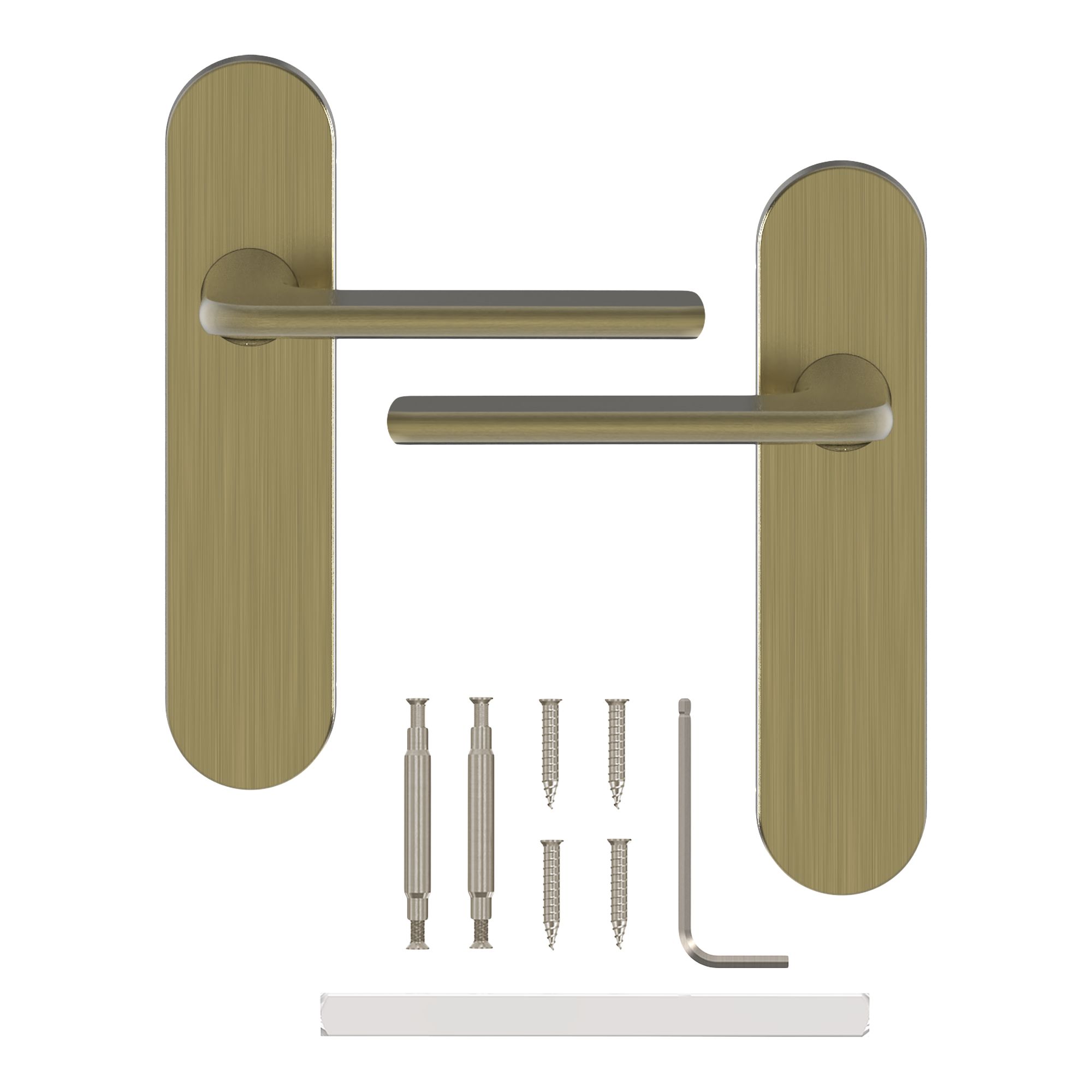 GoodHome Arzh Brushed Antique brass effect Straight Latch Door handle (L)123.5mm (D)67mm Pair
