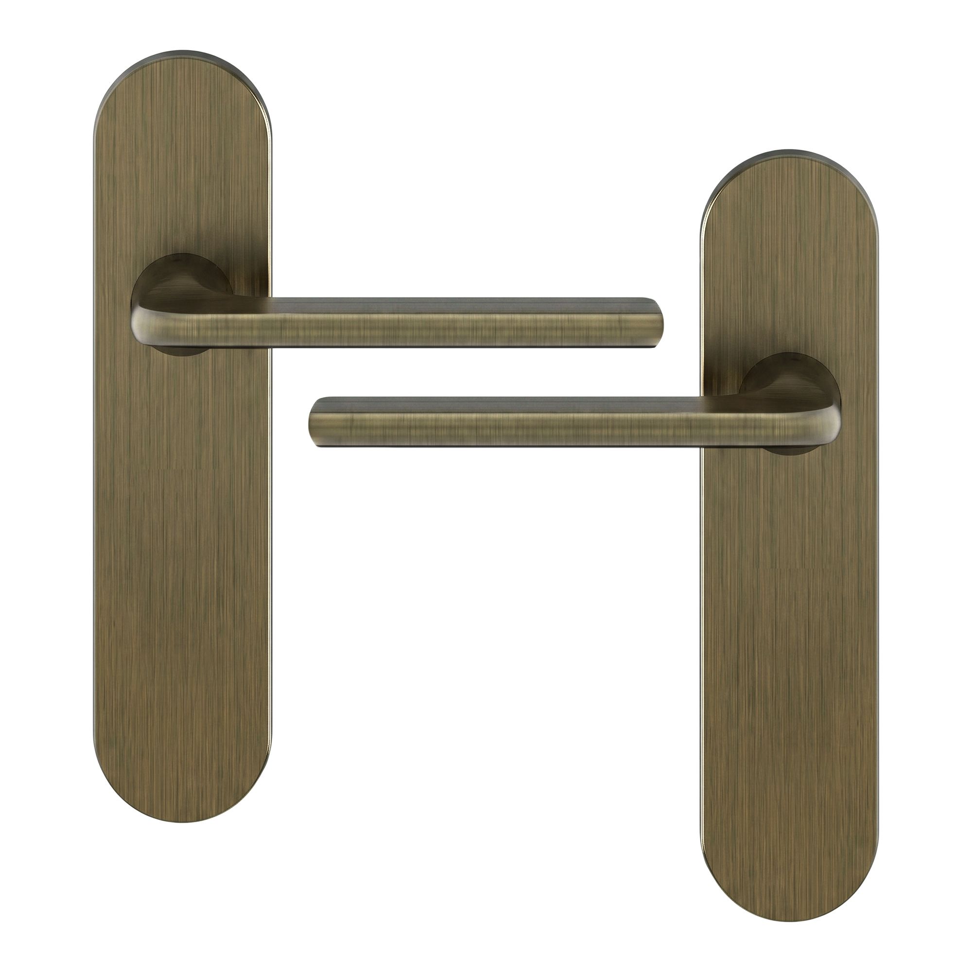 GoodHome Arzh Brushed Antique brass effect Straight Latch Door handle (L)123.5mm (D)67mm Pair