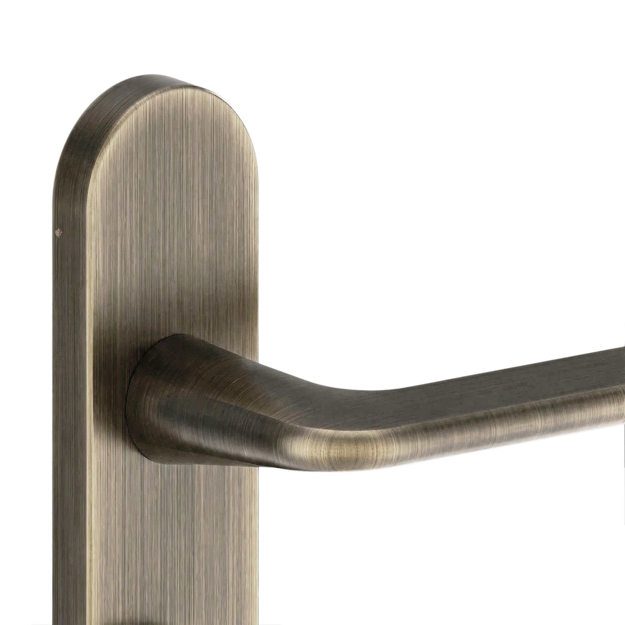 GoodHome Arzh Brushed Antique brass effect Straight Latch Door handle (L)123.5mm (D)67mm Pair