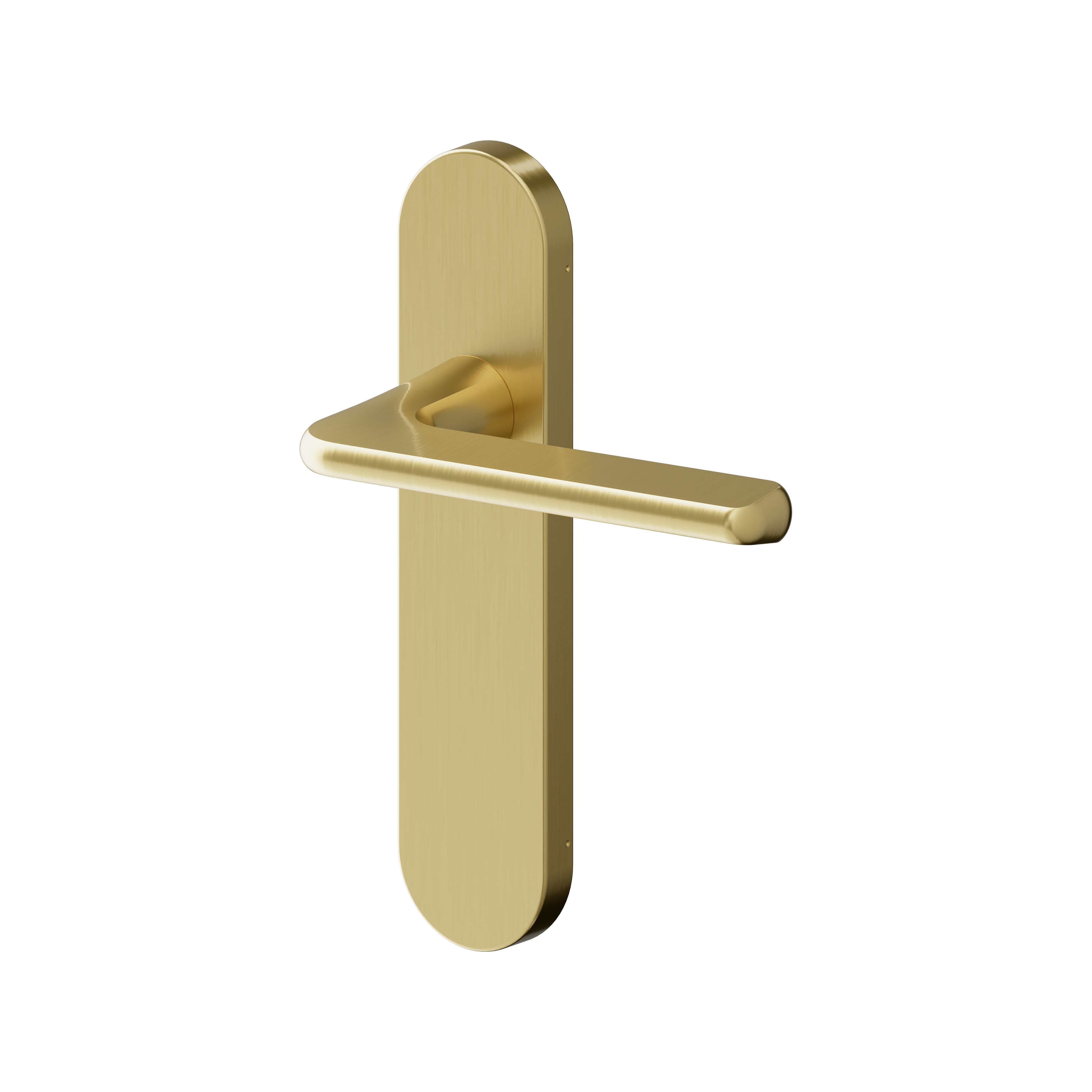 GoodHome Arzh Brushed Brass effect Straight Latch Door handle (L)123.5mm (D)68mm Pair