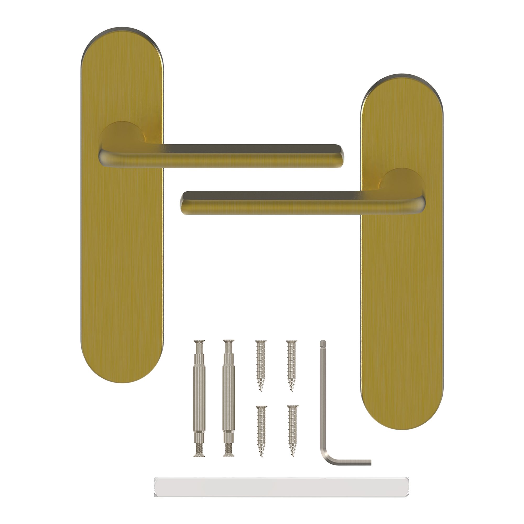 GoodHome Arzh Brushed Brass effect Straight Latch Door handle (L)123.5mm (D)68mm Pair