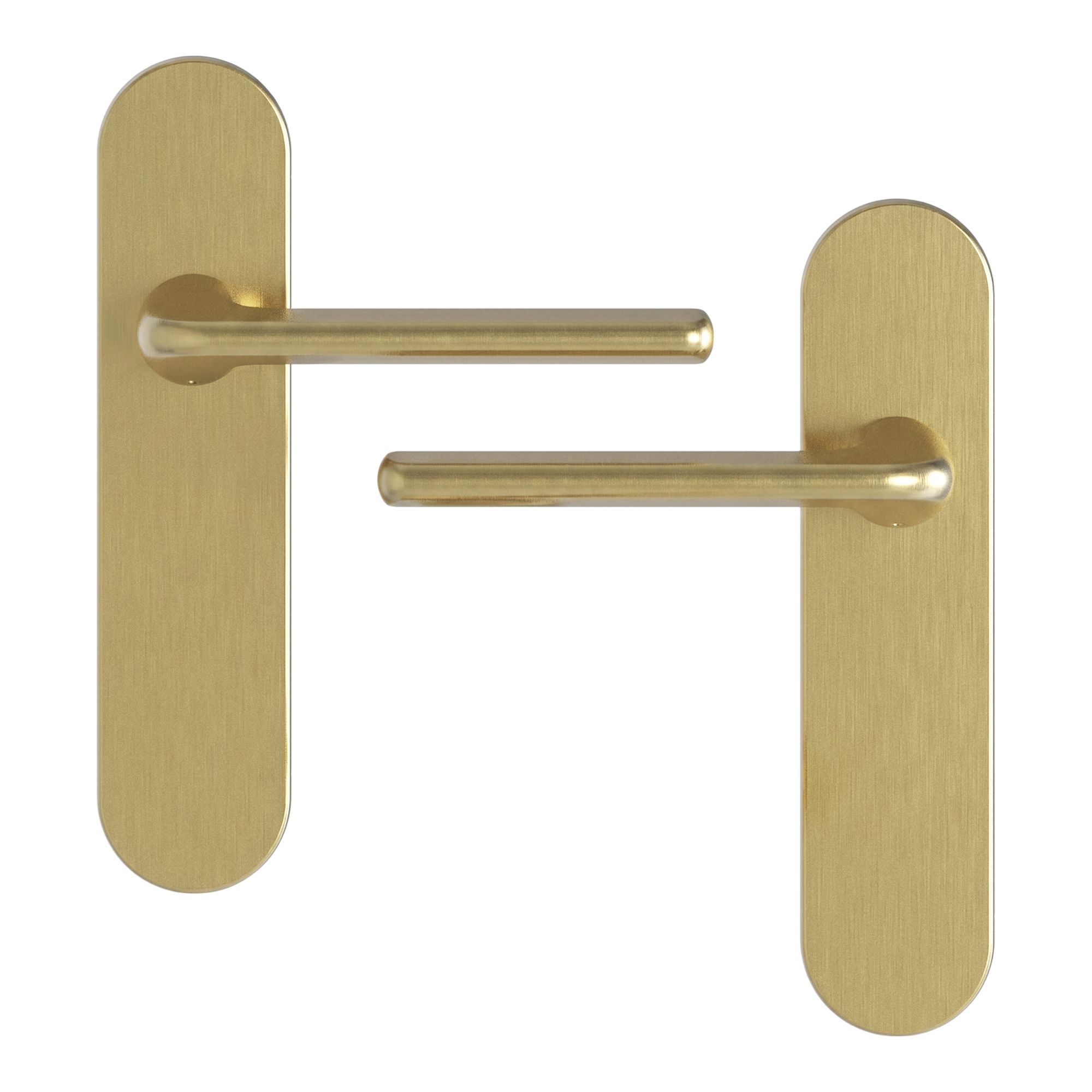 GoodHome Arzh Brushed Brass effect Straight Latch Door handle (L)123.5mm (D)68mm Pair