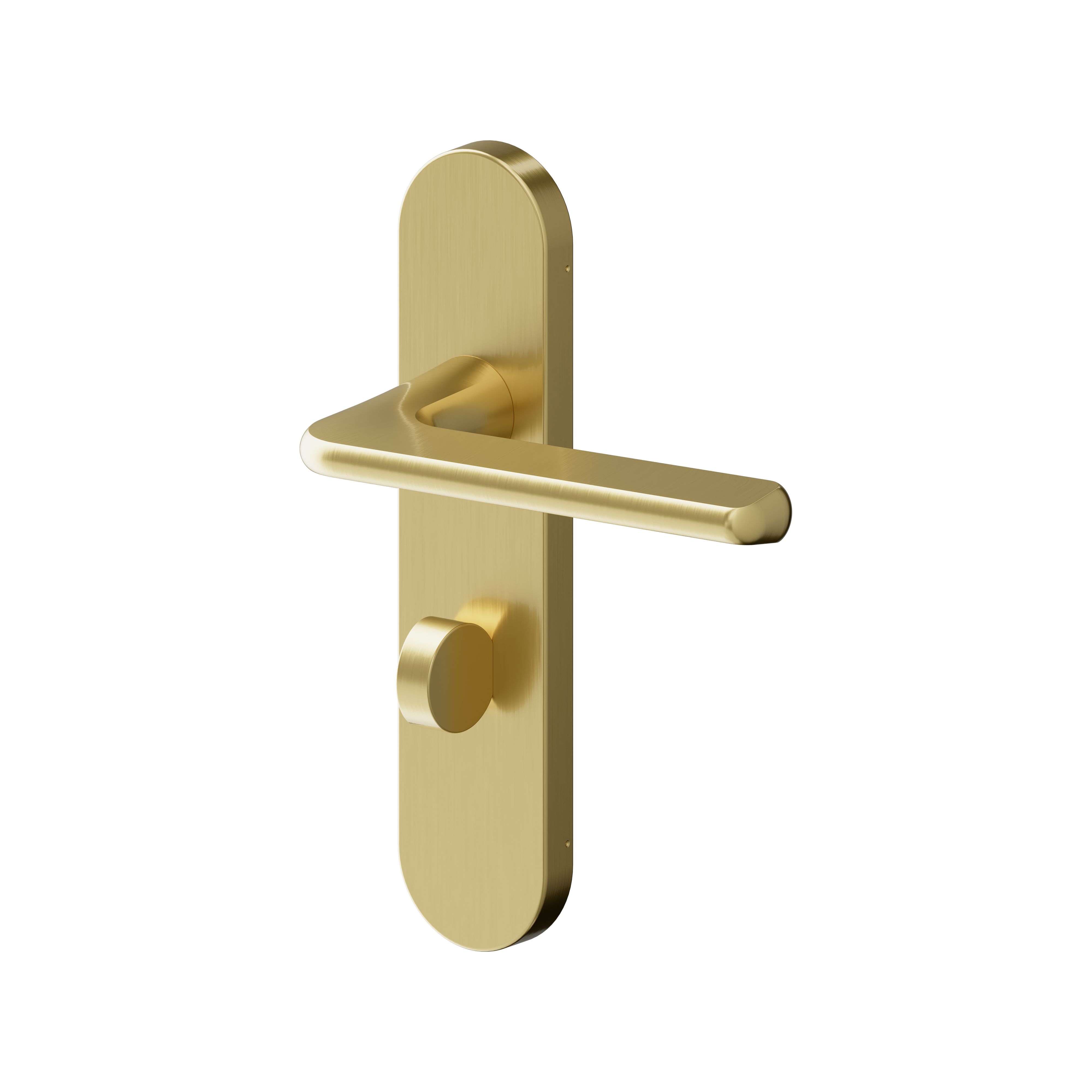 GoodHome Arzh Brushed Brass effect Straight WC Door handle (L)123.5mm (D)68mm Pair