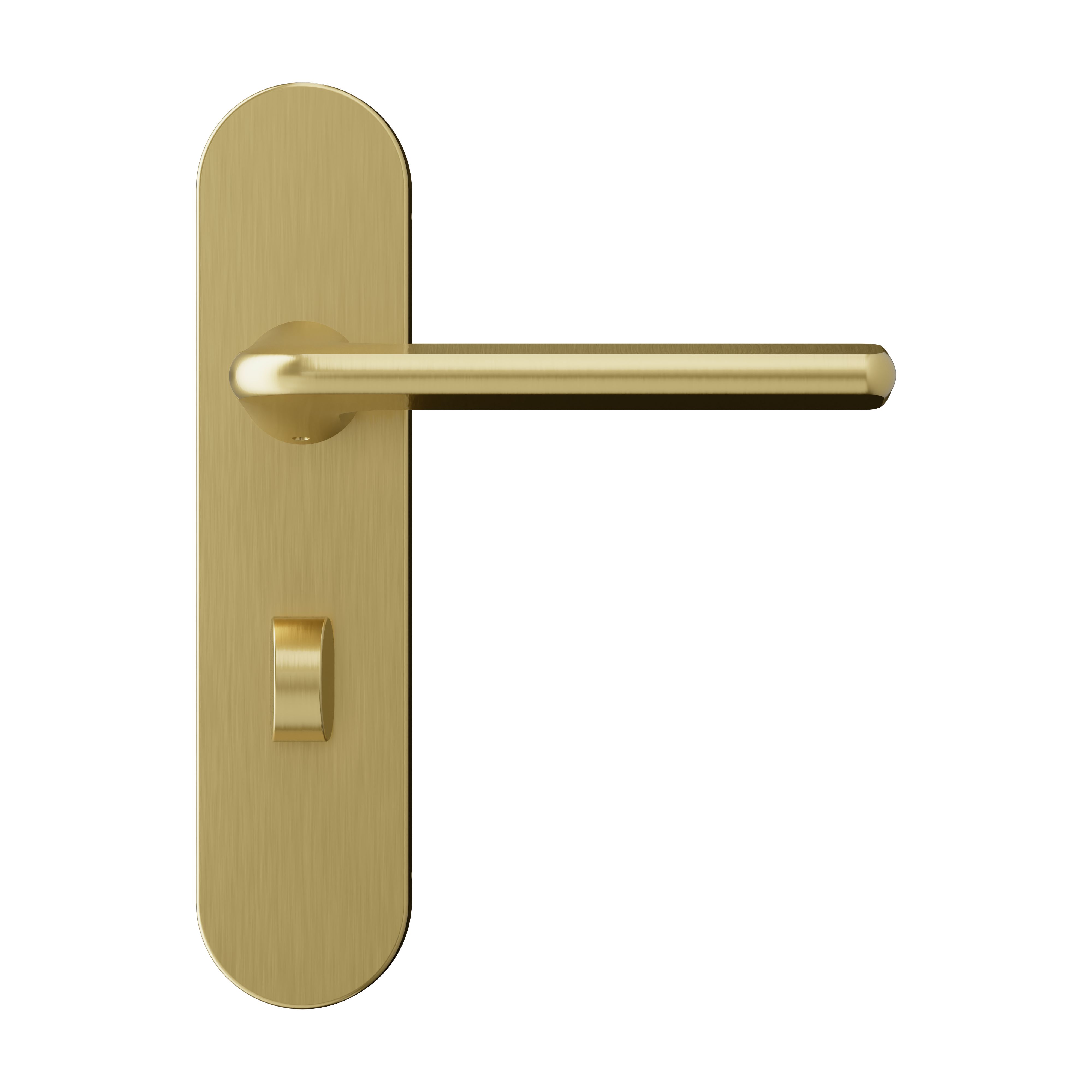 GoodHome Arzh Brushed Brass effect Straight WC Door handle (L)123.5mm (D)68mm Pair