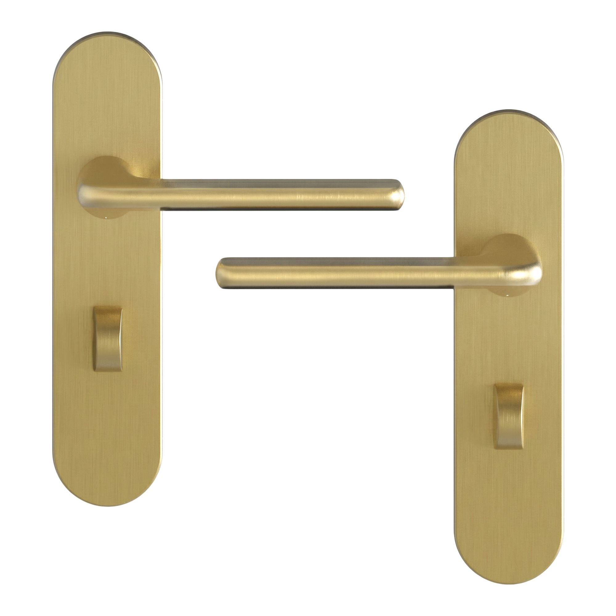 GoodHome Arzh Brushed Brass effect Straight WC Door handle (L)123.5mm (D)68mm Pair
