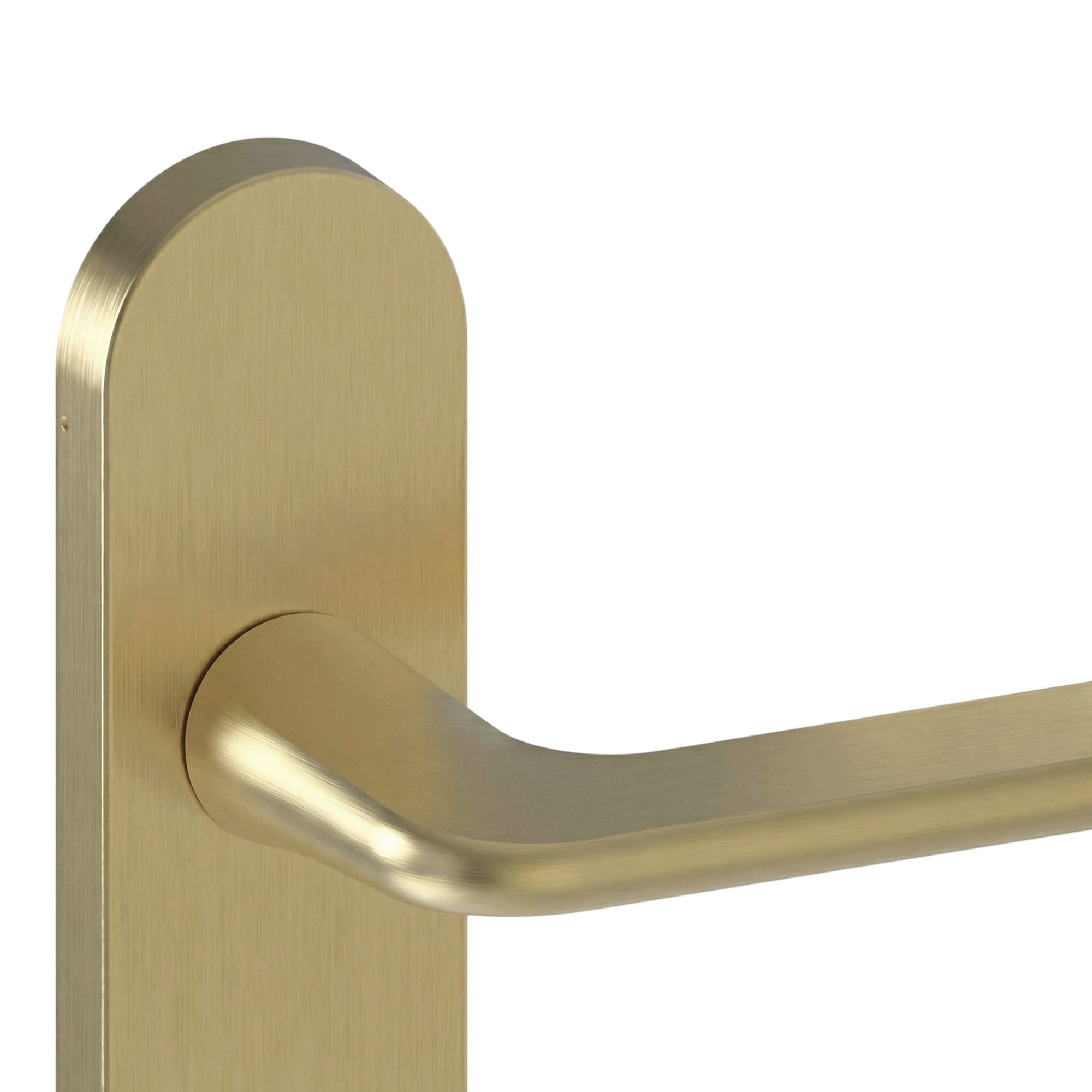 GoodHome Arzh Brushed Brass effect Straight WC Door handle (L)123.5mm (D)68mm Pair