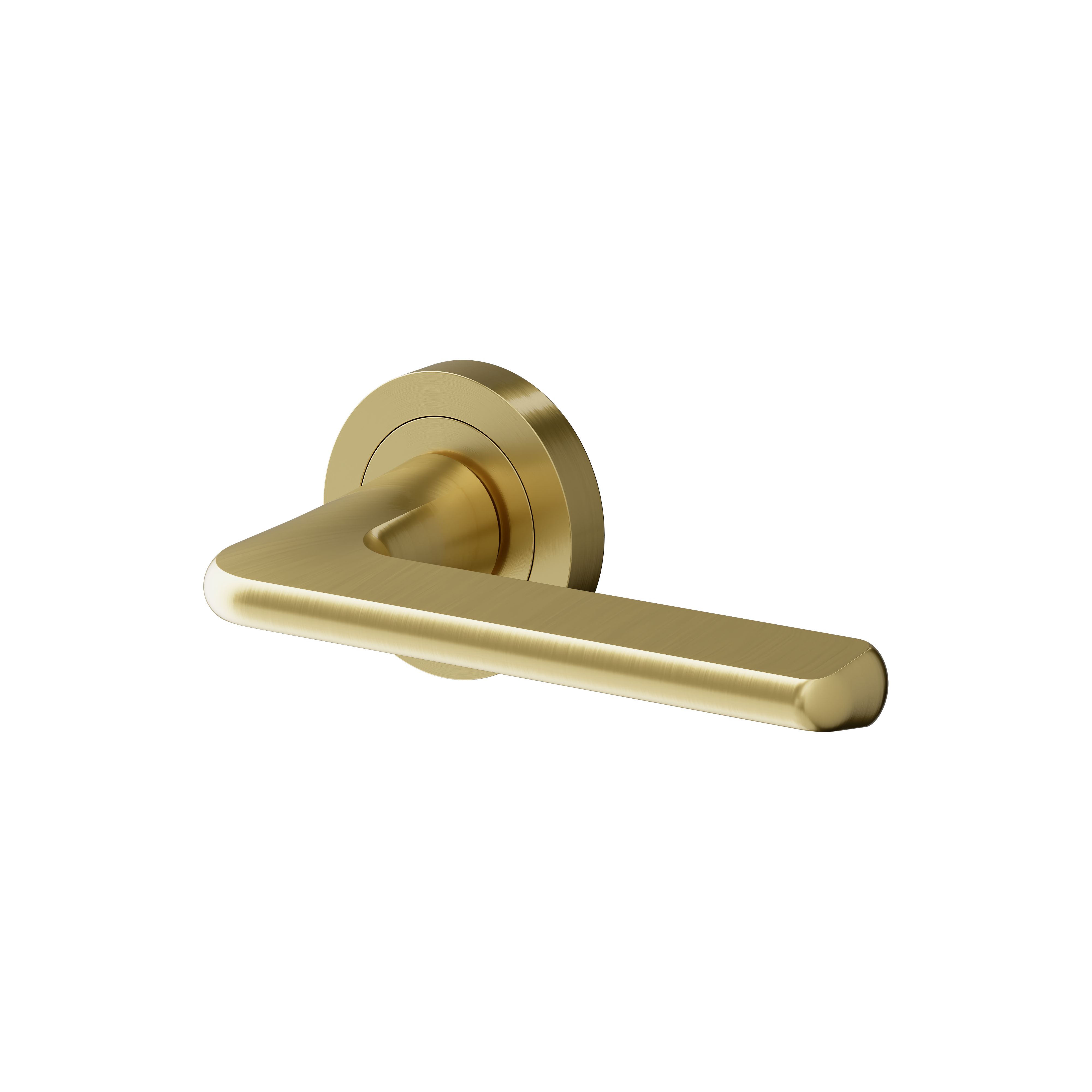 GoodHome Arzh Brushed Pale brass effect Zinc alloy Straight Door handle (L)124mm, Pair of 2