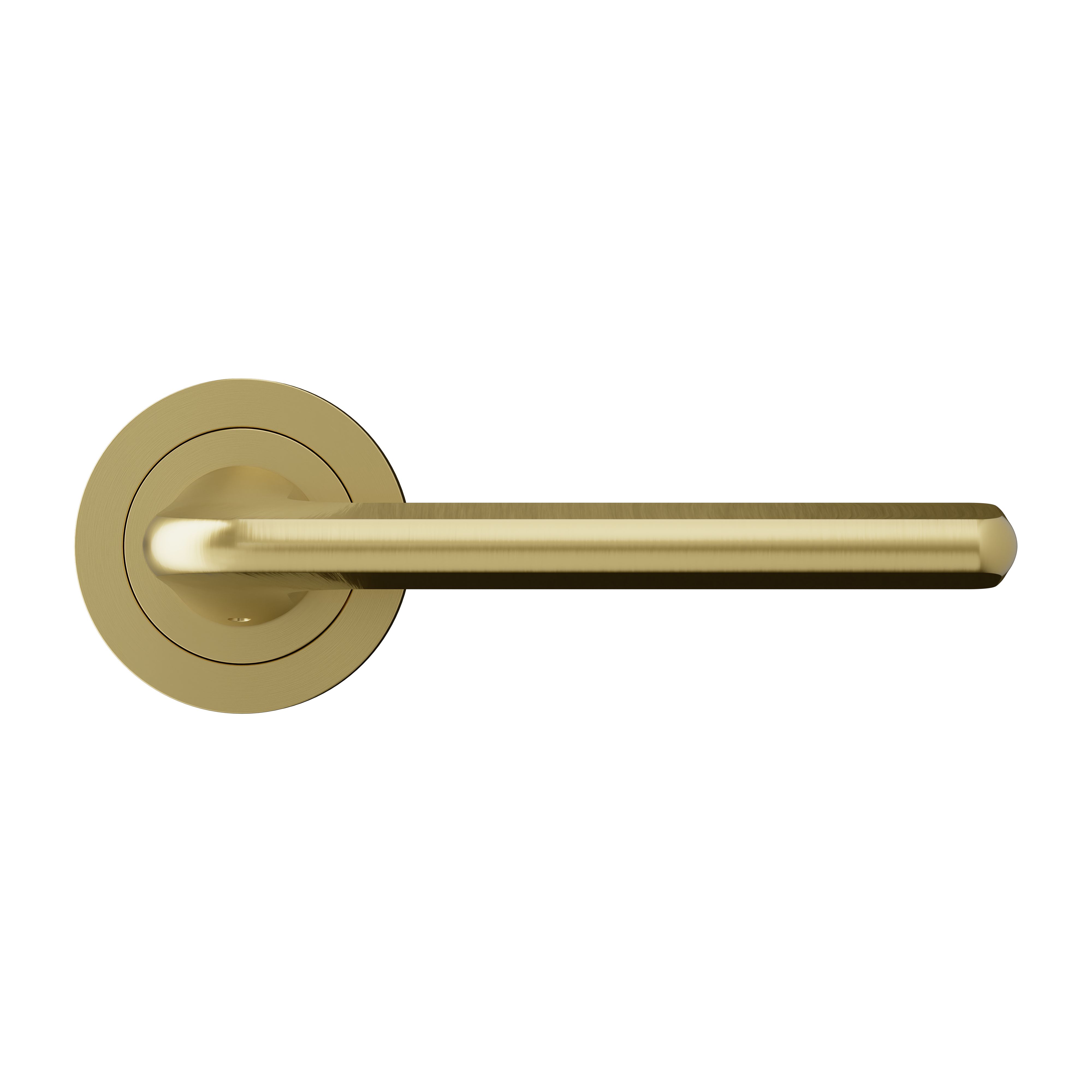 GoodHome Arzh Brushed Pale brass effect Zinc alloy Straight Door handle (L)124mm, Pair of 2
