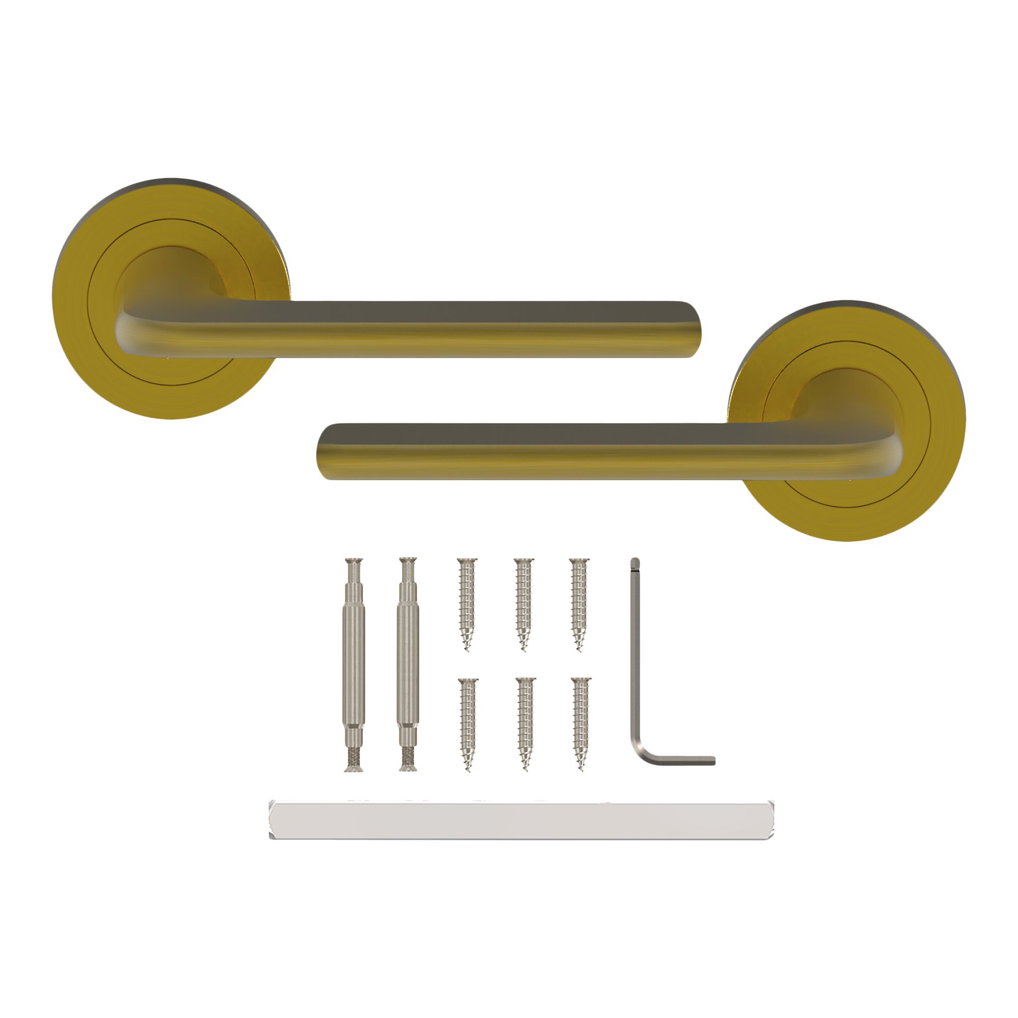 GoodHome Arzh Brushed Pale brass effect Zinc alloy Straight Door handle (L)124mm, Pair of 2