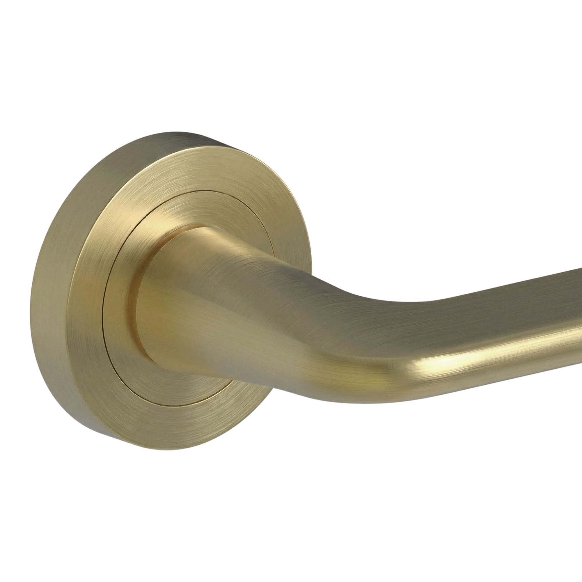 GoodHome Arzh Brushed Pale brass effect Zinc alloy Straight Door handle (L)124mm, Pair of 2