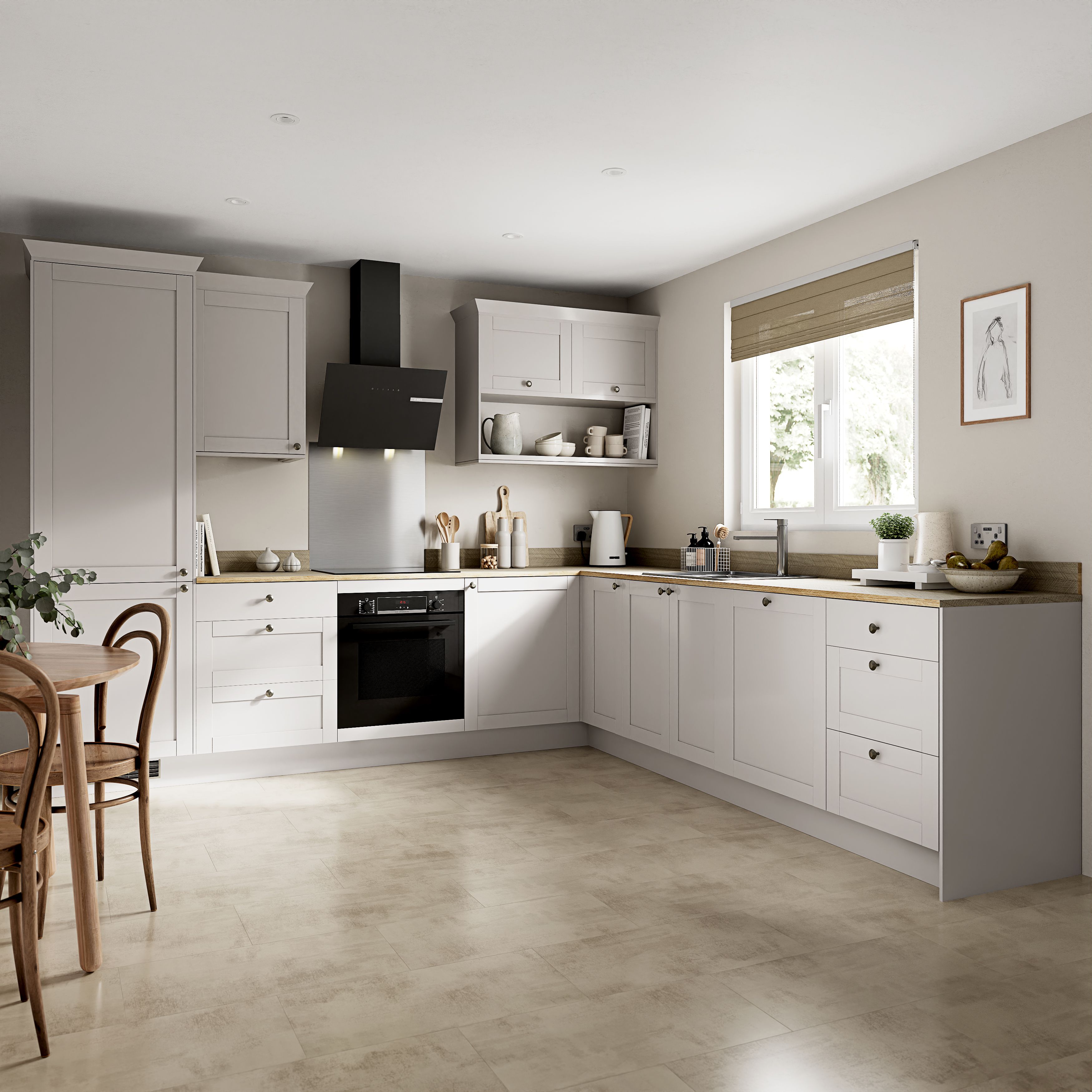 GoodHome Ashmead Matt dove grey Shaker Highline Cabinet door (W)250mm (H)715mm (T)16mm
