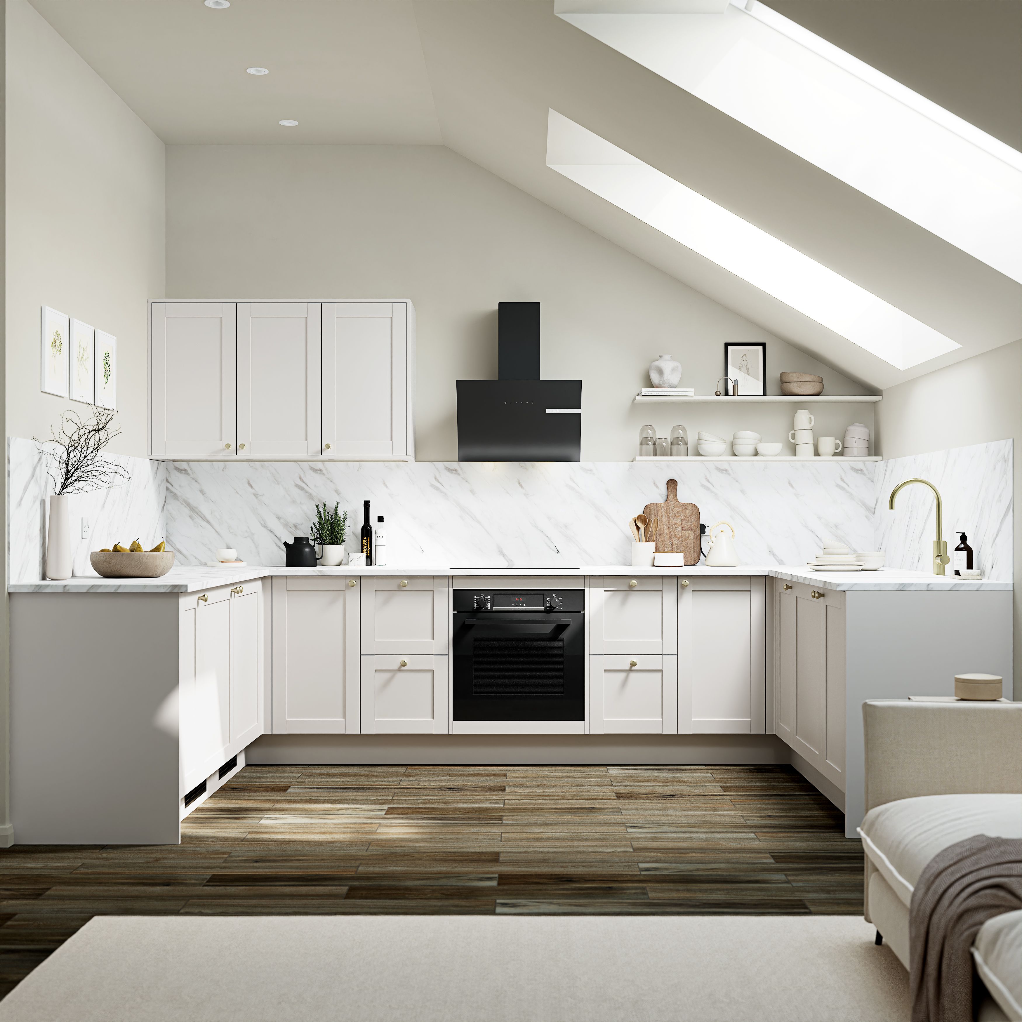 GoodHome Ashmead Matt dove grey Shaker Highline Cabinet door (W)500mm (H)715mm (T)16mm