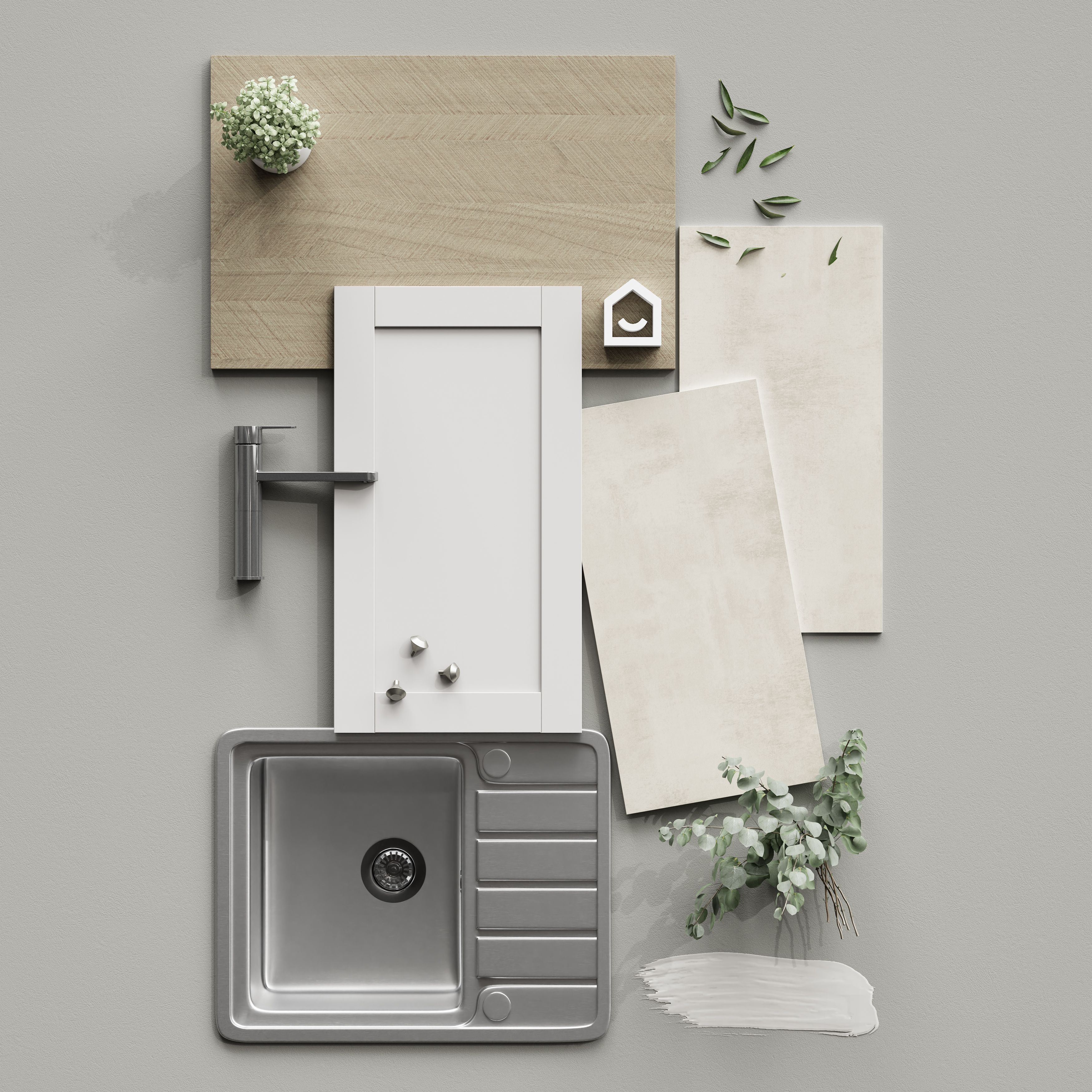 GoodHome Ashmead Matt dove grey Standard Clad on base panel (H)900mm (W)600mm