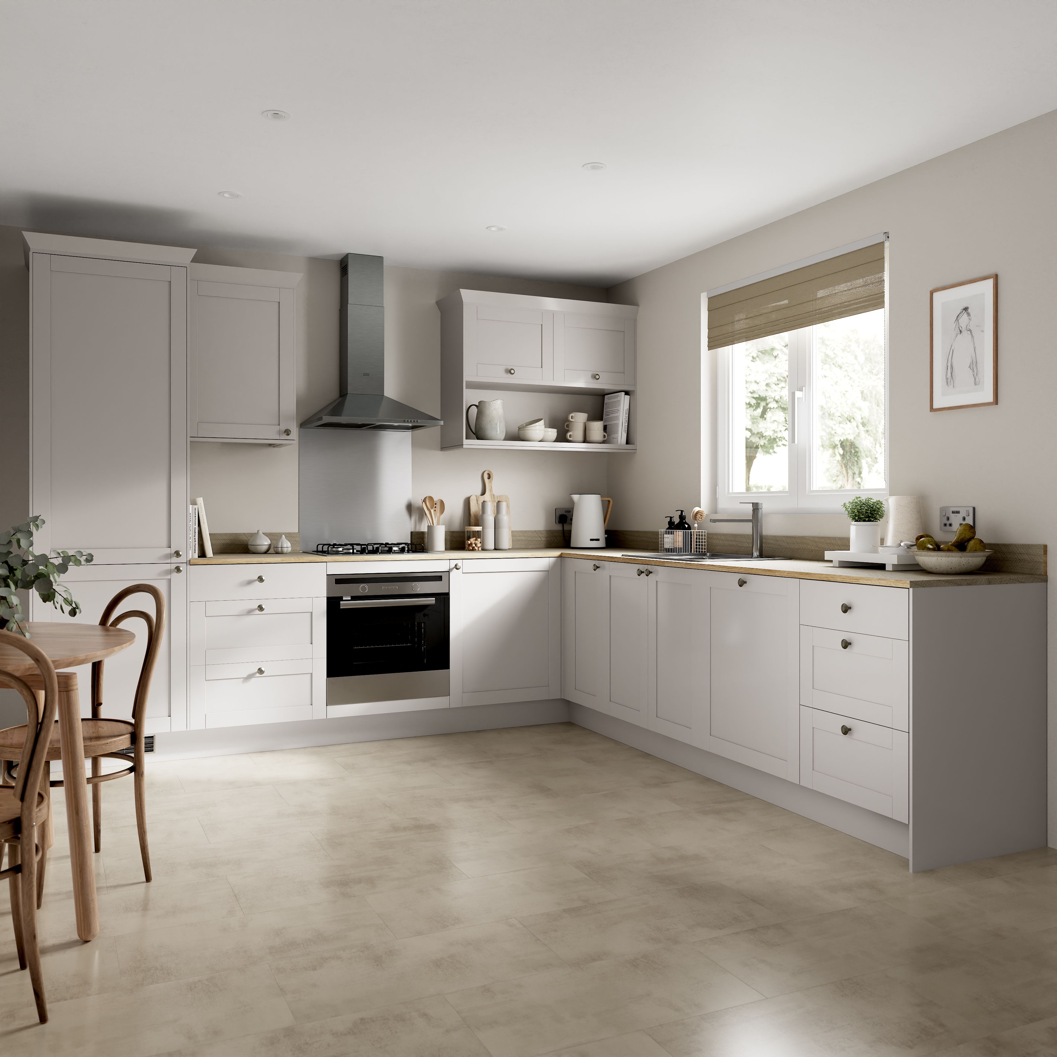 GoodHome Ashmead Matt dove grey Standard Clad on base panel (H)900mm (W)600mm