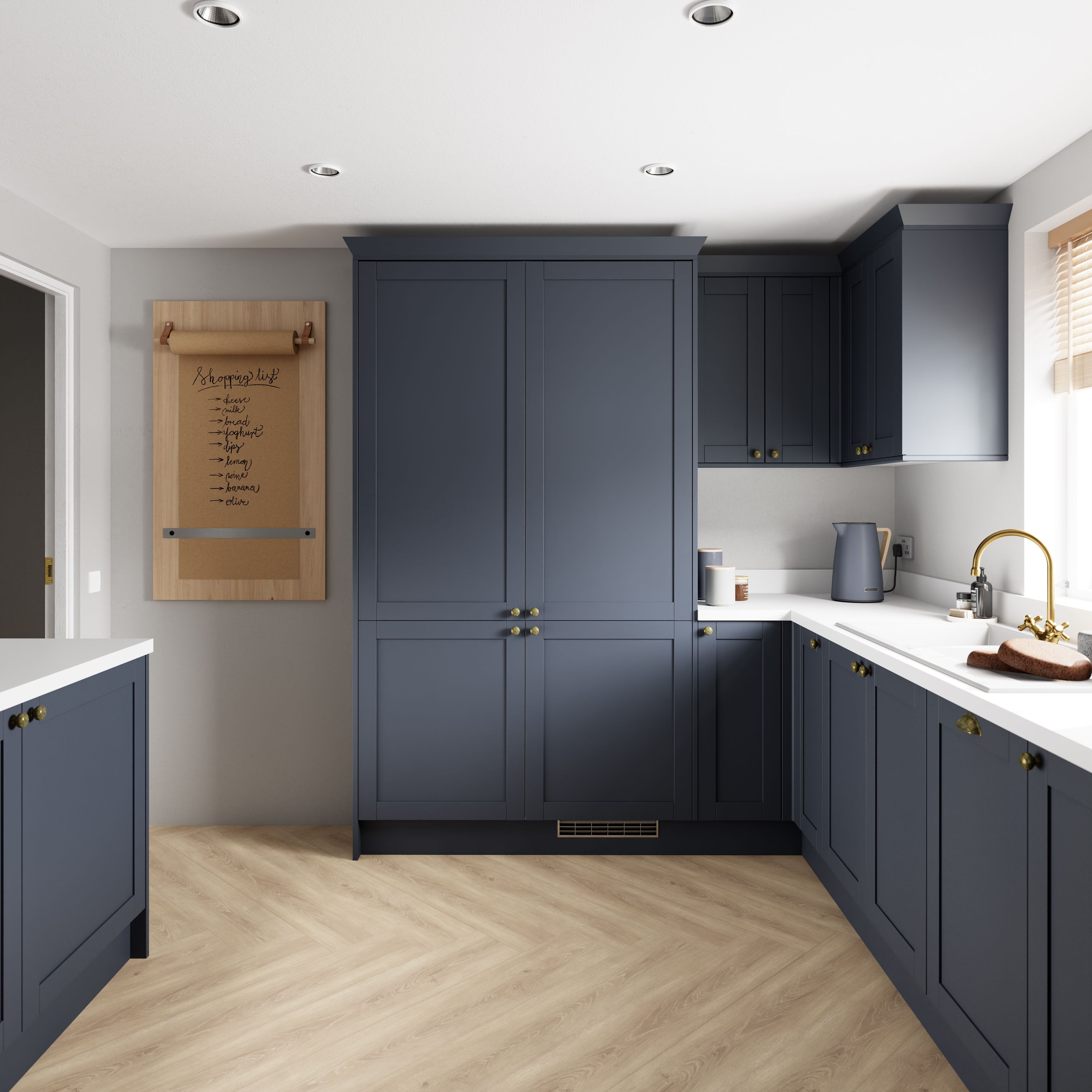 GoodHome Ashmead Matt midnight blue 3 drawer cabinet front (H)715mm (W)597mm (T)16mm