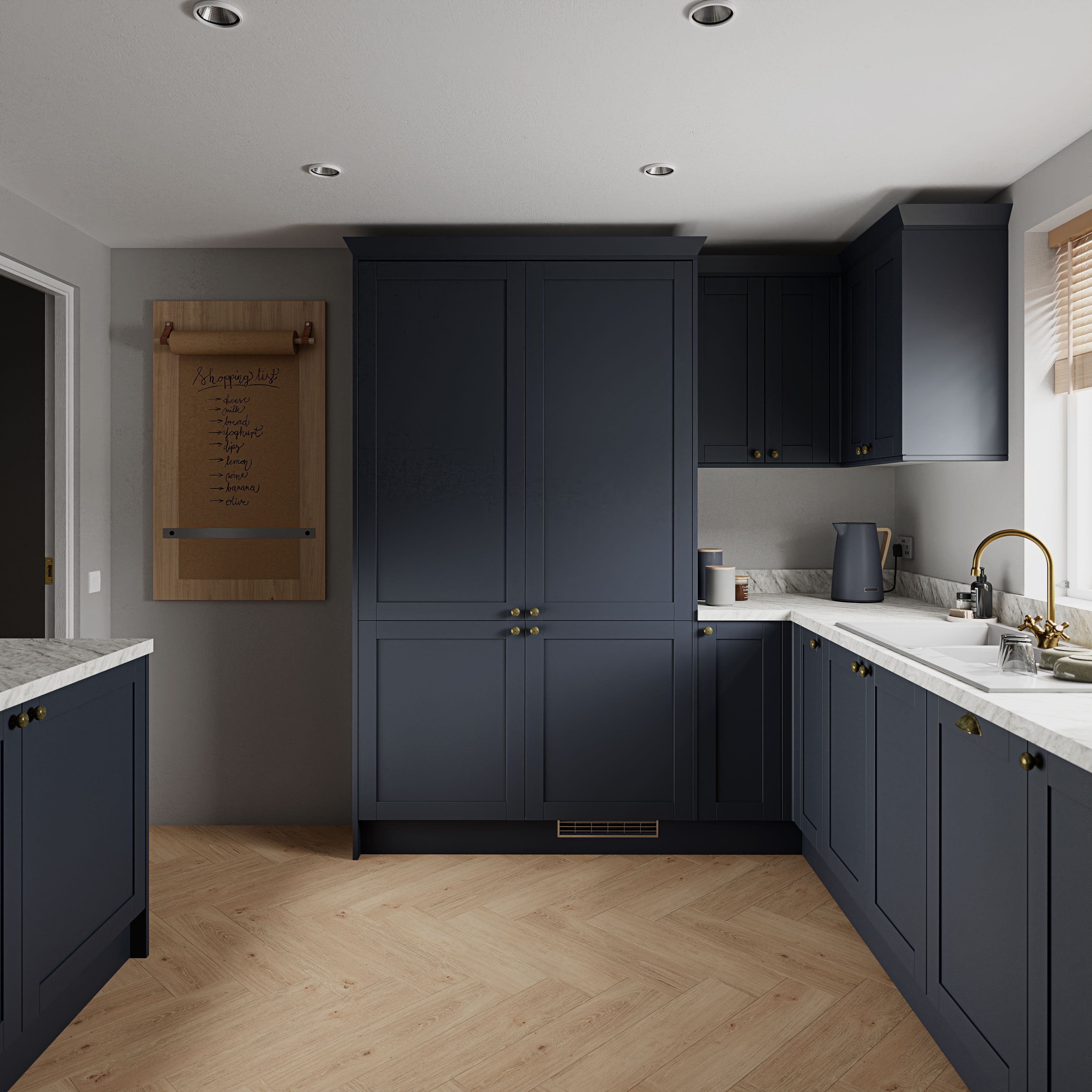 GoodHome Ashmead Matt midnight blue Highline Cabinet door (W)150mm (H)715mm (T)16mm