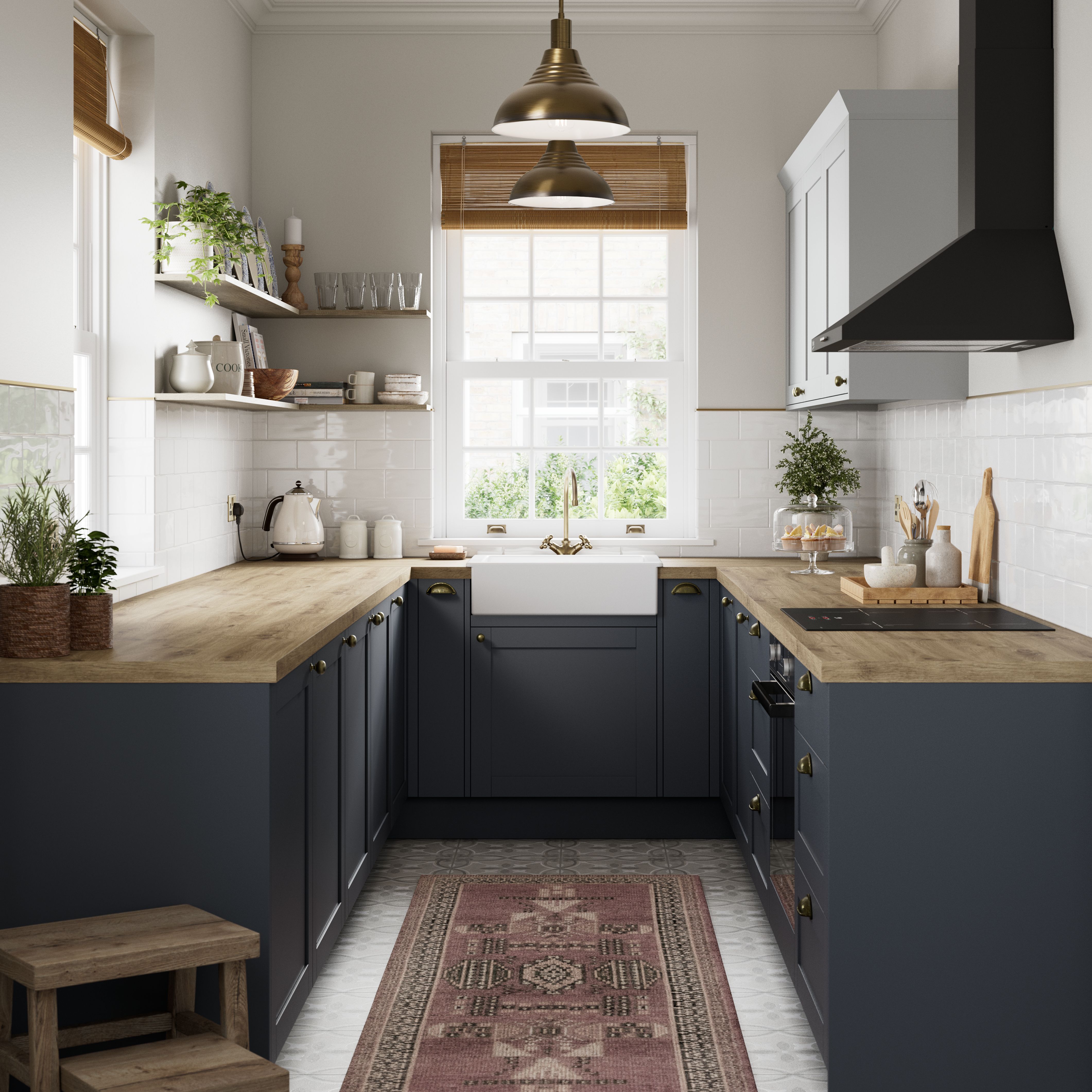 GoodHome Ashmead Matt midnight blue Highline Cabinet door (W)500mm (H)715mm (T)16mm