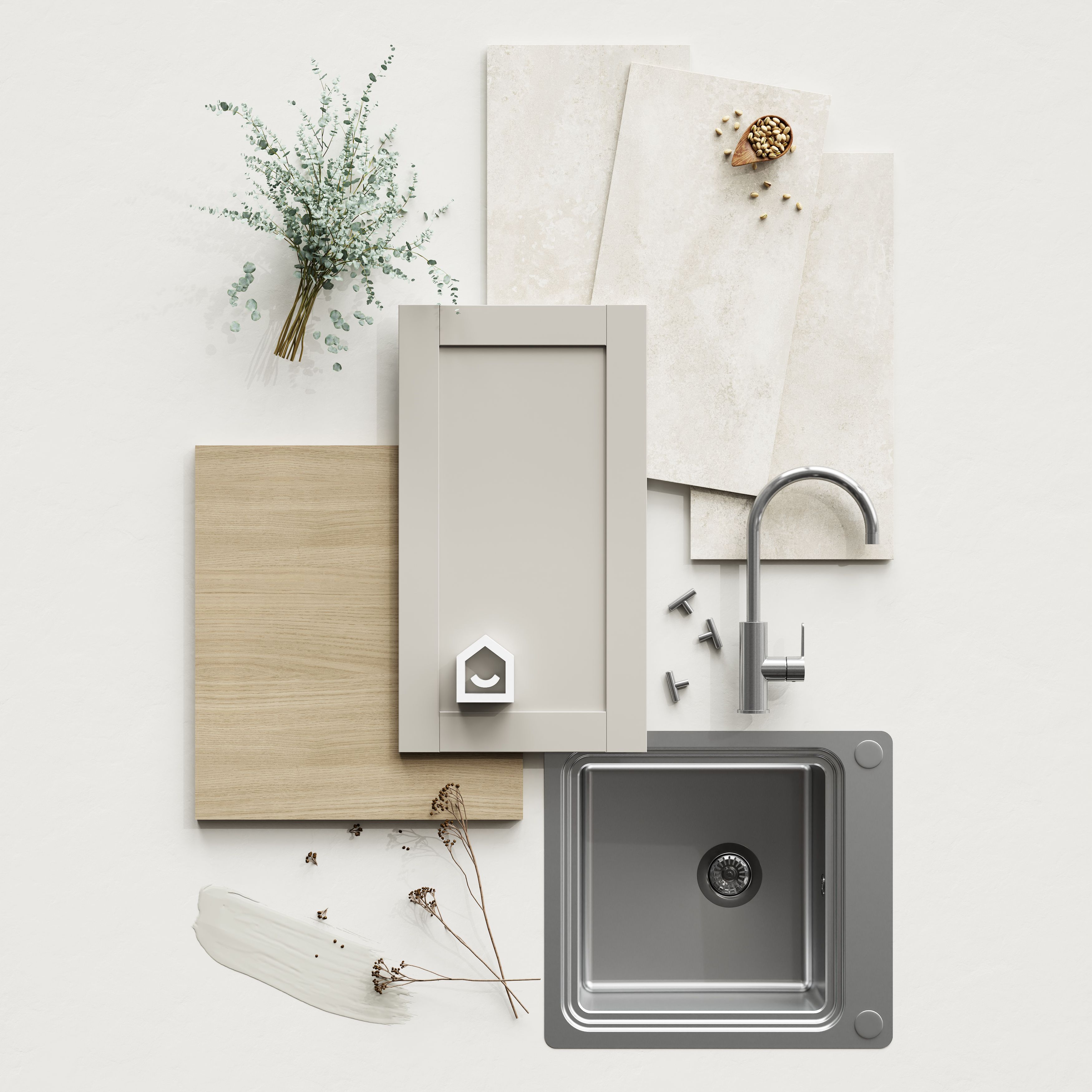 GoodHome Ashmead Matt pebble Highline Cabinet door (W)500mm (H)715mm (T)16mm