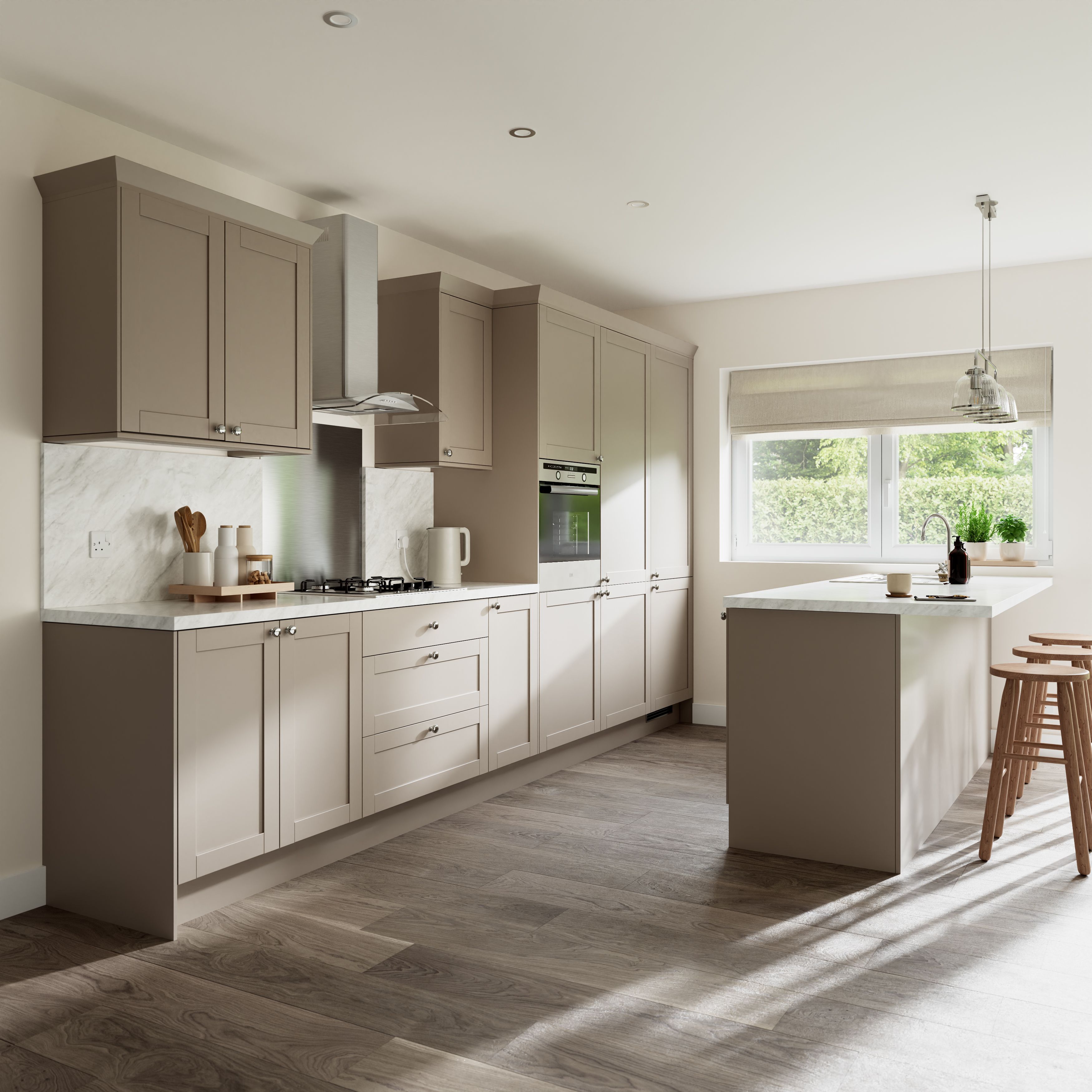 GoodHome Ashmead Matt pebble Standard End support panel (H)870mm (W)590mm