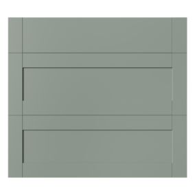 GoodHome Ashmead Matt reed green 3 drawer cabinet front (H)715mm (W)797mm (T)16mm