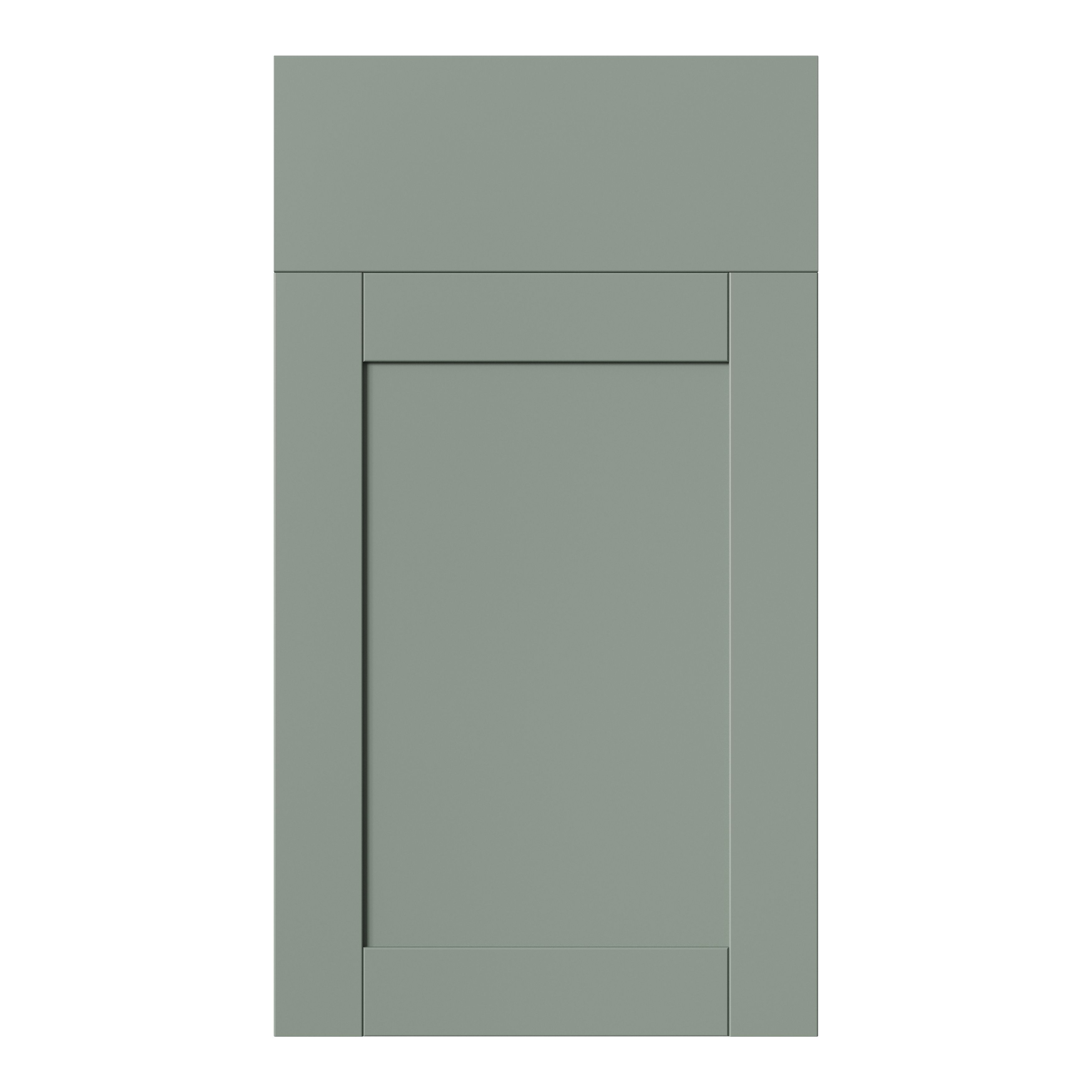 GoodHome Ashmead Matt reed green Shaker Drawerline Cabinet door (W)400mm (H)715mm (T)16mm