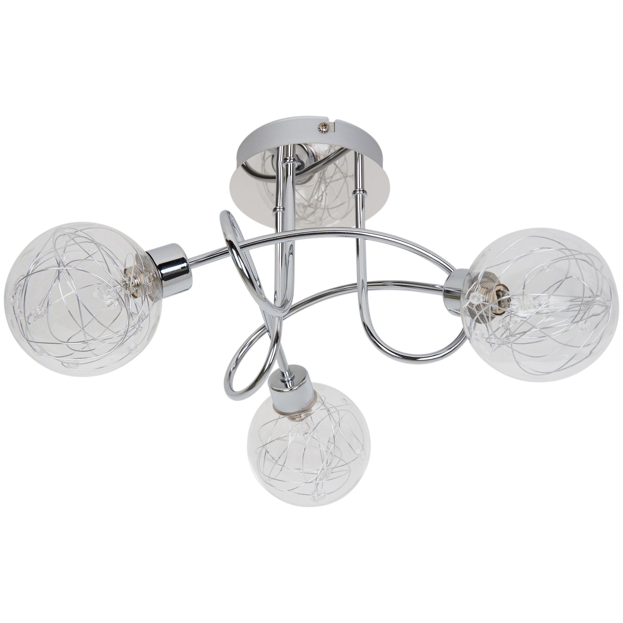 GoodHome Astraea Plate Gloss Glass & metal Chrome 3 Lamp LED Ceiling light