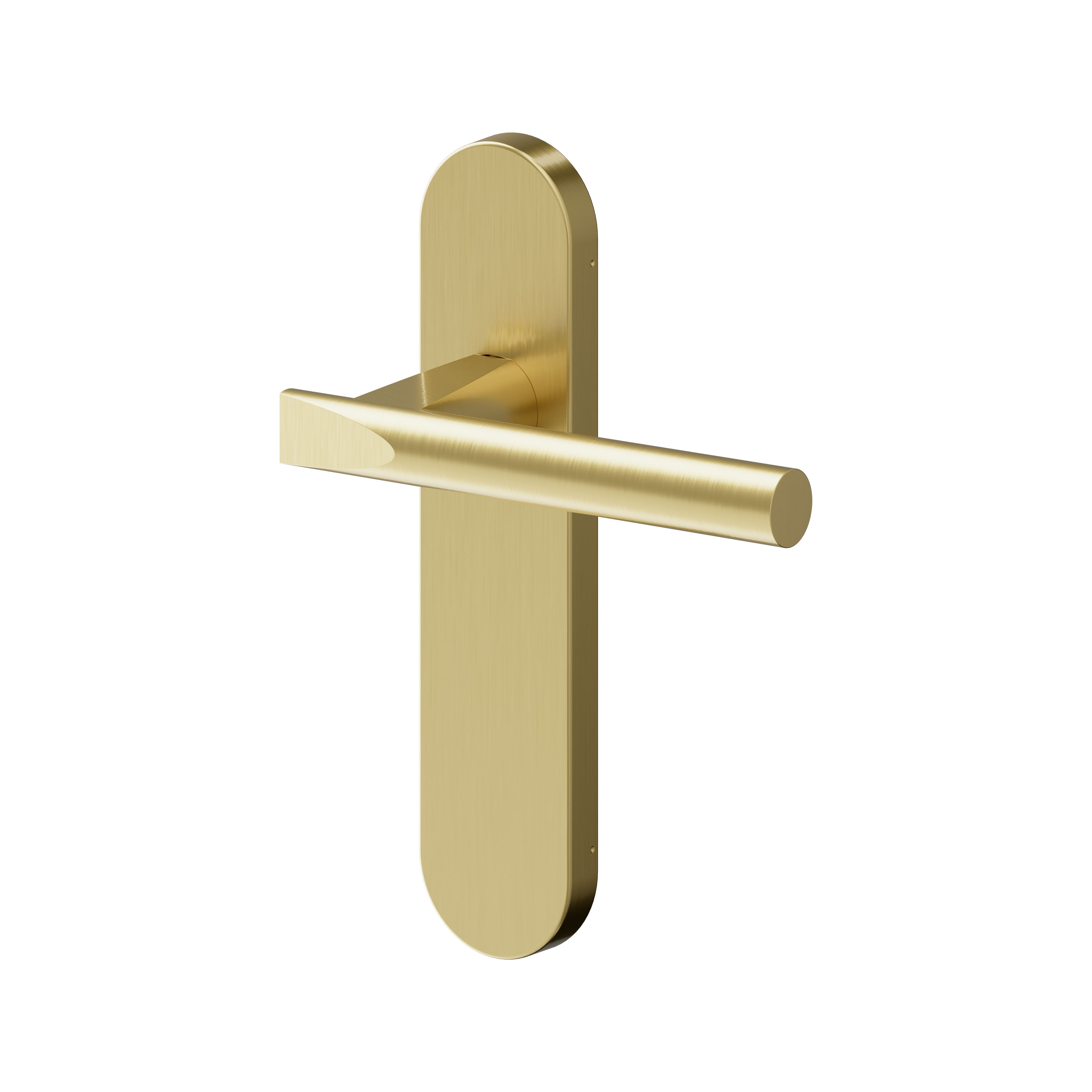 GoodHome Astraz Brushed Brass effect Straight Latch Door handle (L)130mm (D)58mm Pair