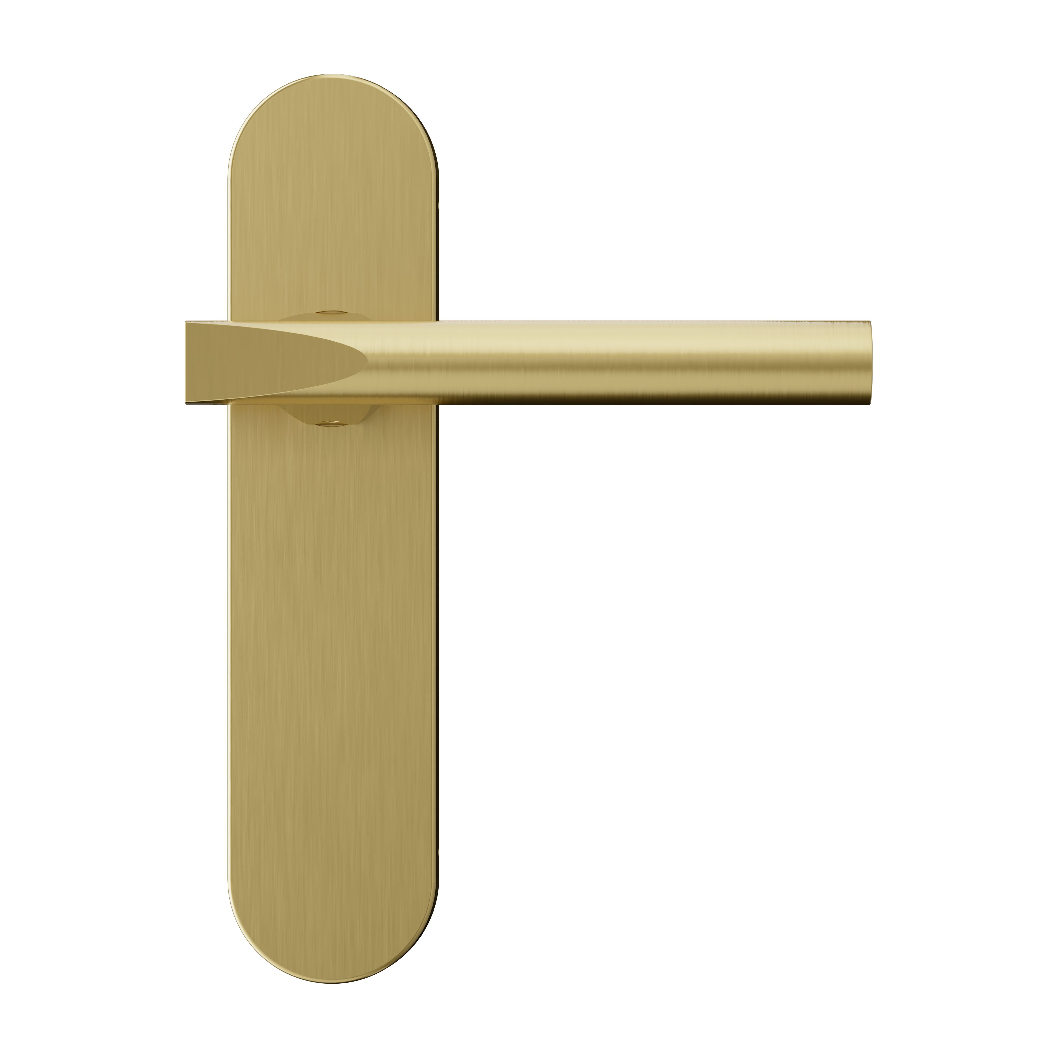 GoodHome Astraz Brushed Brass effect Straight Latch Door handle (L)130mm (D)58mm Pair
