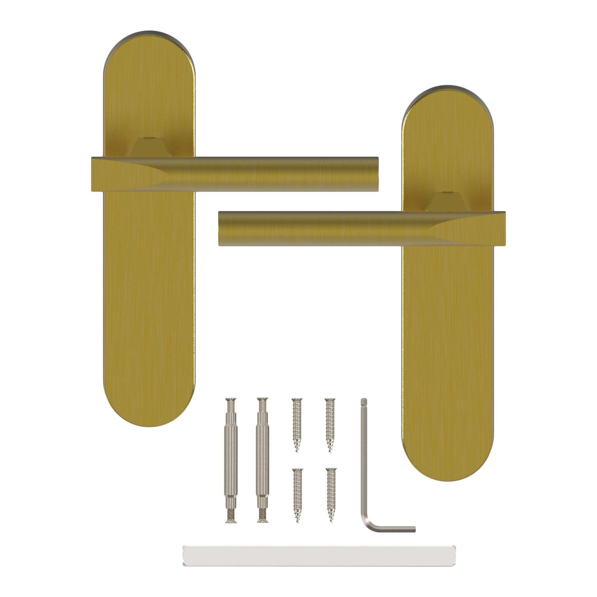 GoodHome Astraz Brushed Brass effect Straight Latch Door handle (L)130mm (D)58mm Pair