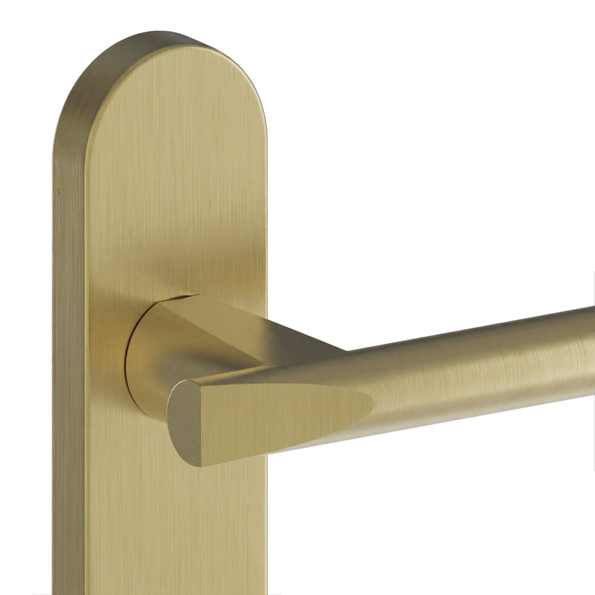 GoodHome Astraz Brushed Brass effect Straight Latch Door handle (L)130mm (D)58mm Pair
