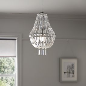 GoodHome Asuia Chrome effect Pendant ceiling light, (Dia)300mm