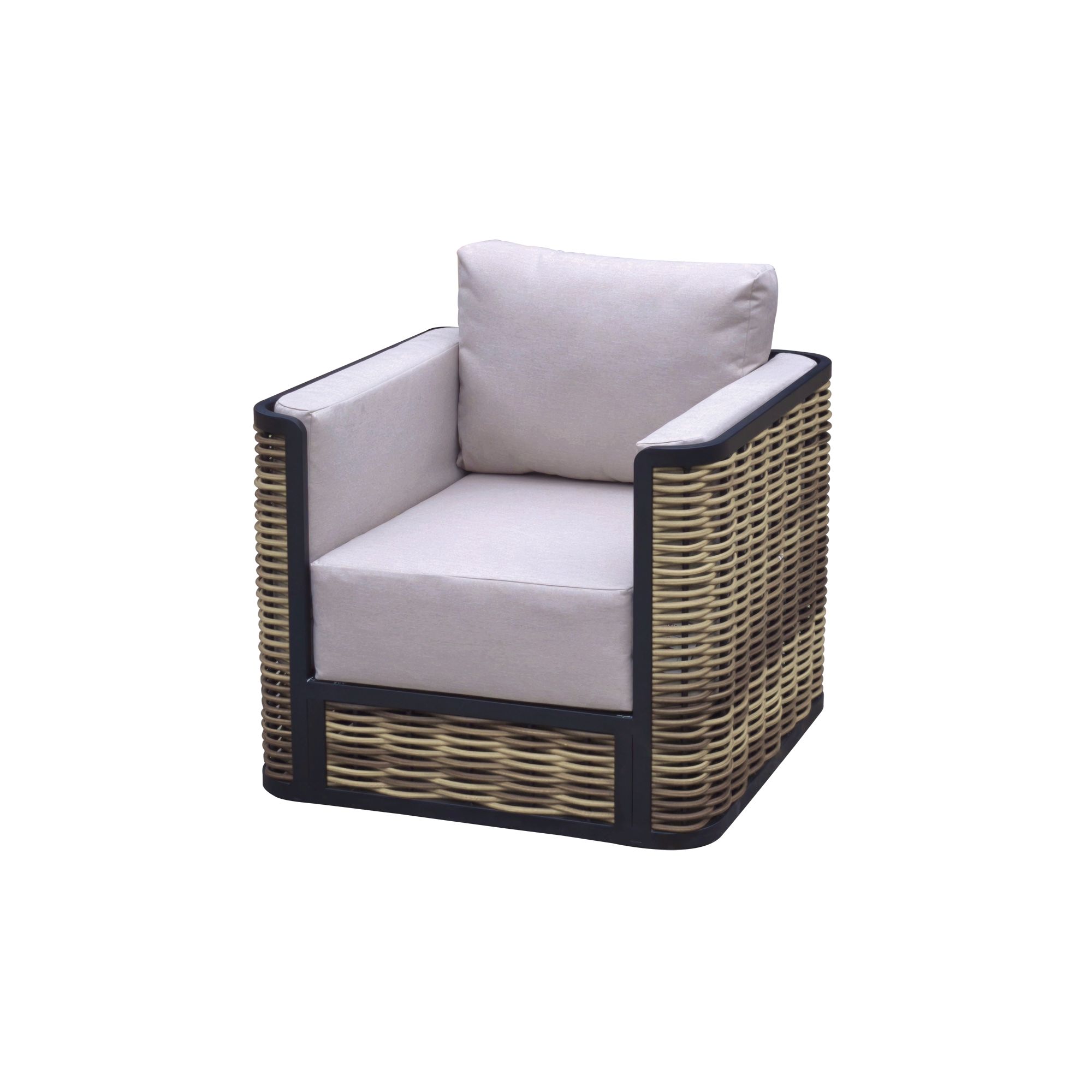 GoodHome Atar Beige Rattan effect 4 Seater Coffee set