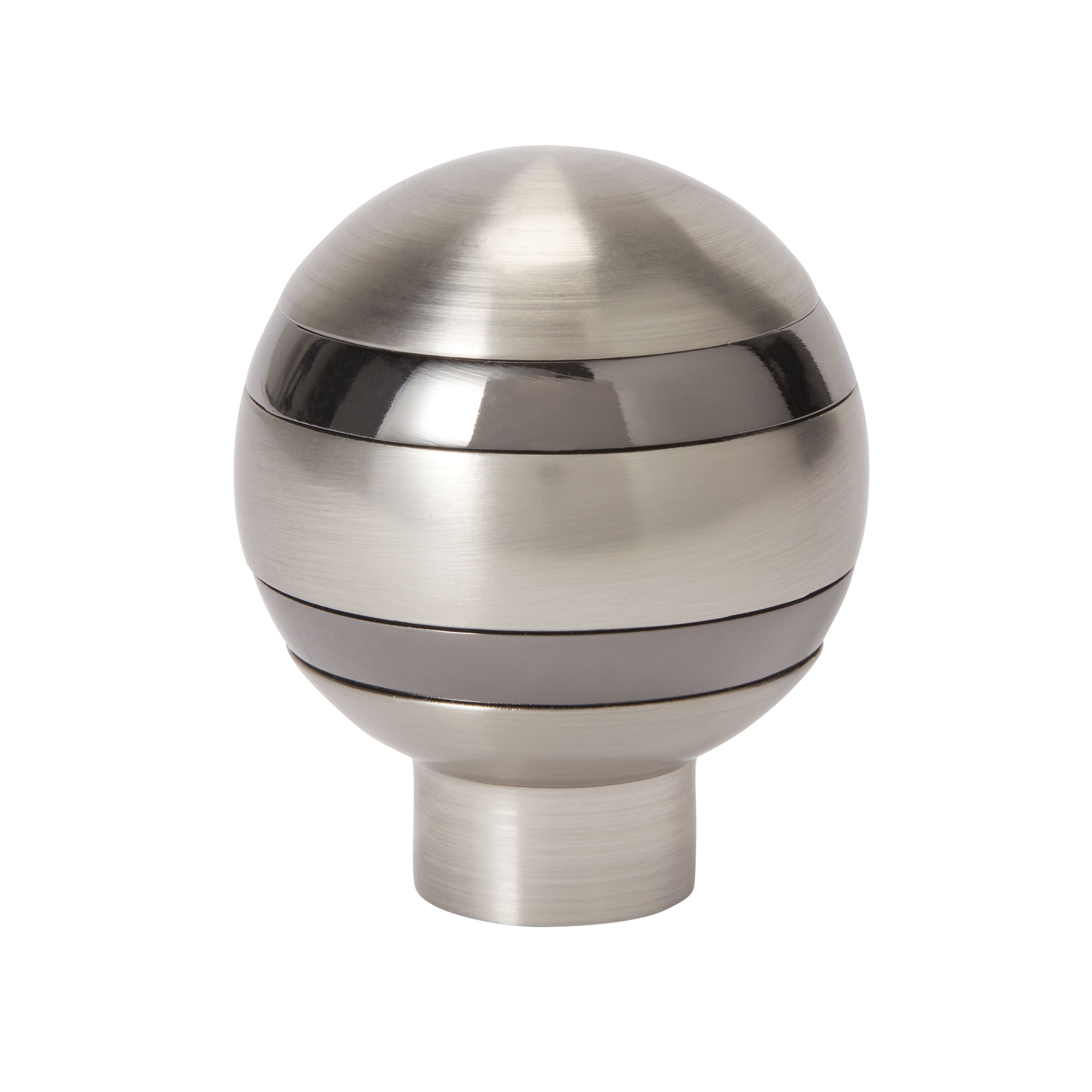 GoodHome Athens Brushed Grey Nickel effect Metal Ball Curtain pole finial (Dia)19mm