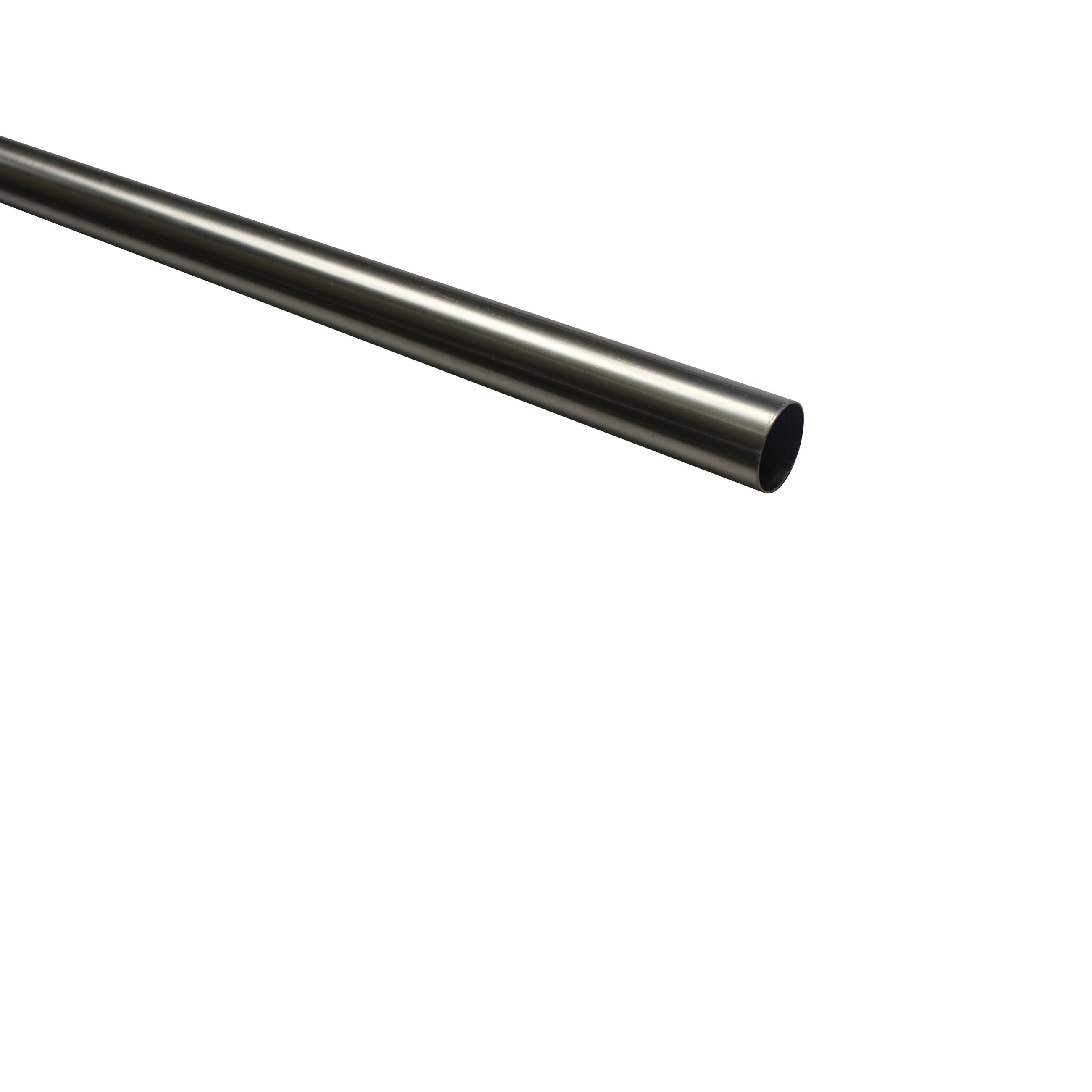 GoodHome Athens Gloss Grey Brushed nickel effect Curtain pole, (L)2.5m