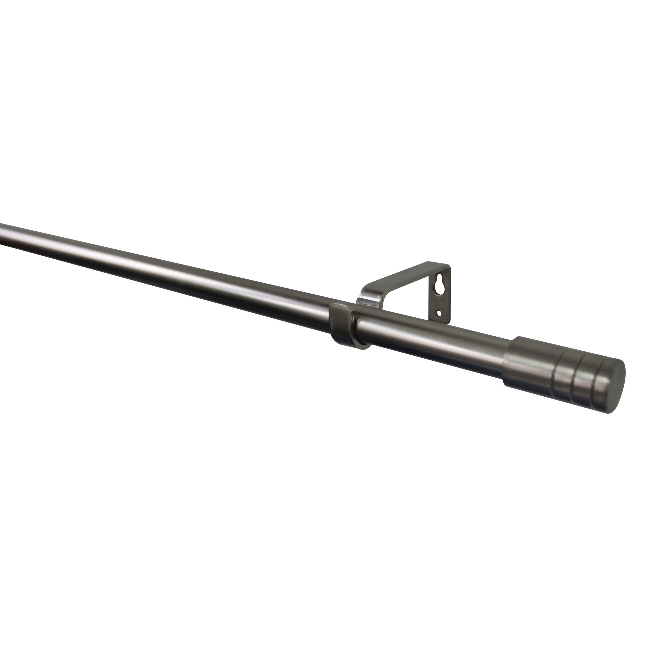 GoodHome Athens Grey Brushed nickel effect Extendable Ball Curtain pole Set, (L)1200mm-2100mm (Dia)19mm