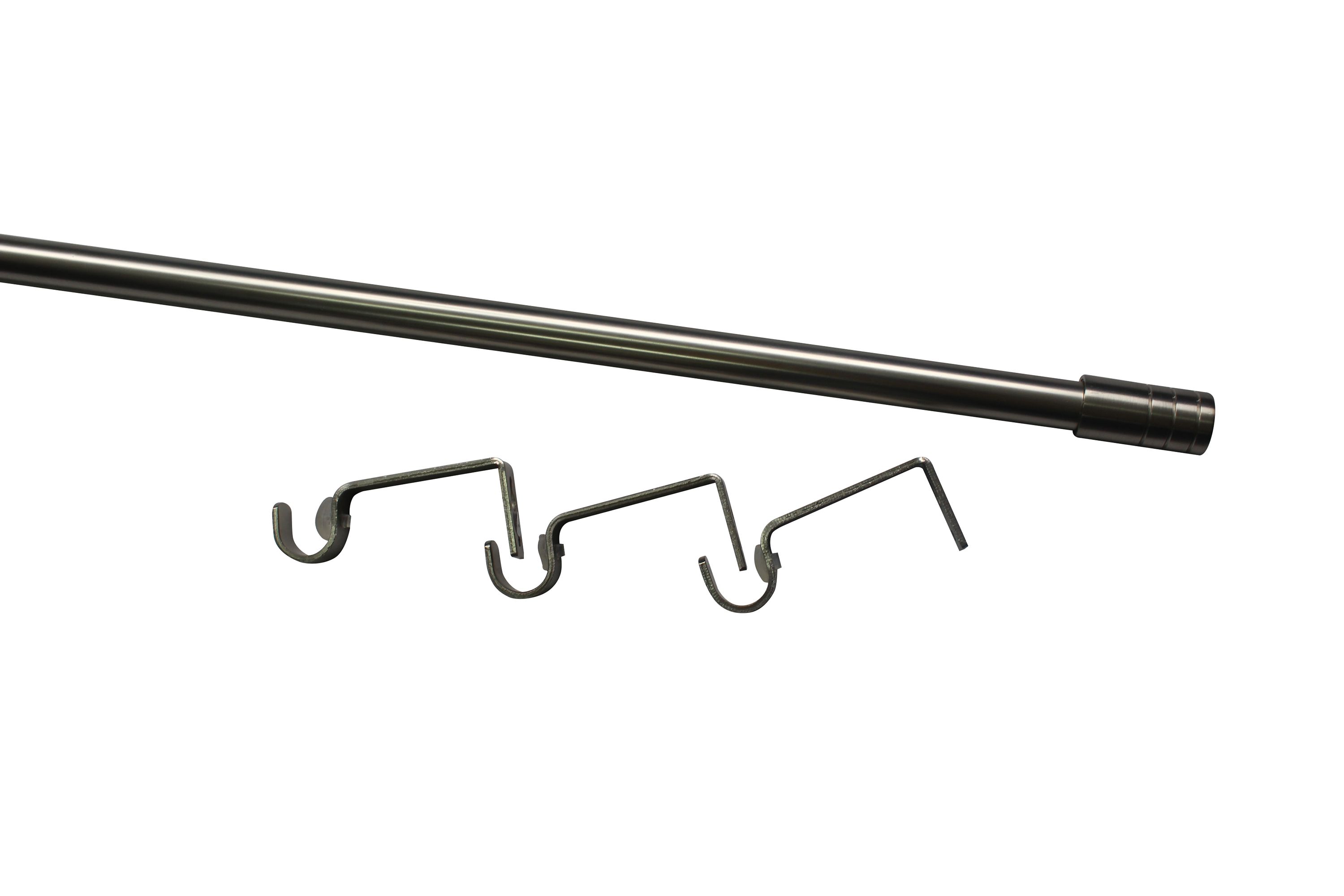 GoodHome Athens Grey Brushed nickel effect Extendable Ball Curtain pole Set, (L)1200mm-2100mm (Dia)19mm