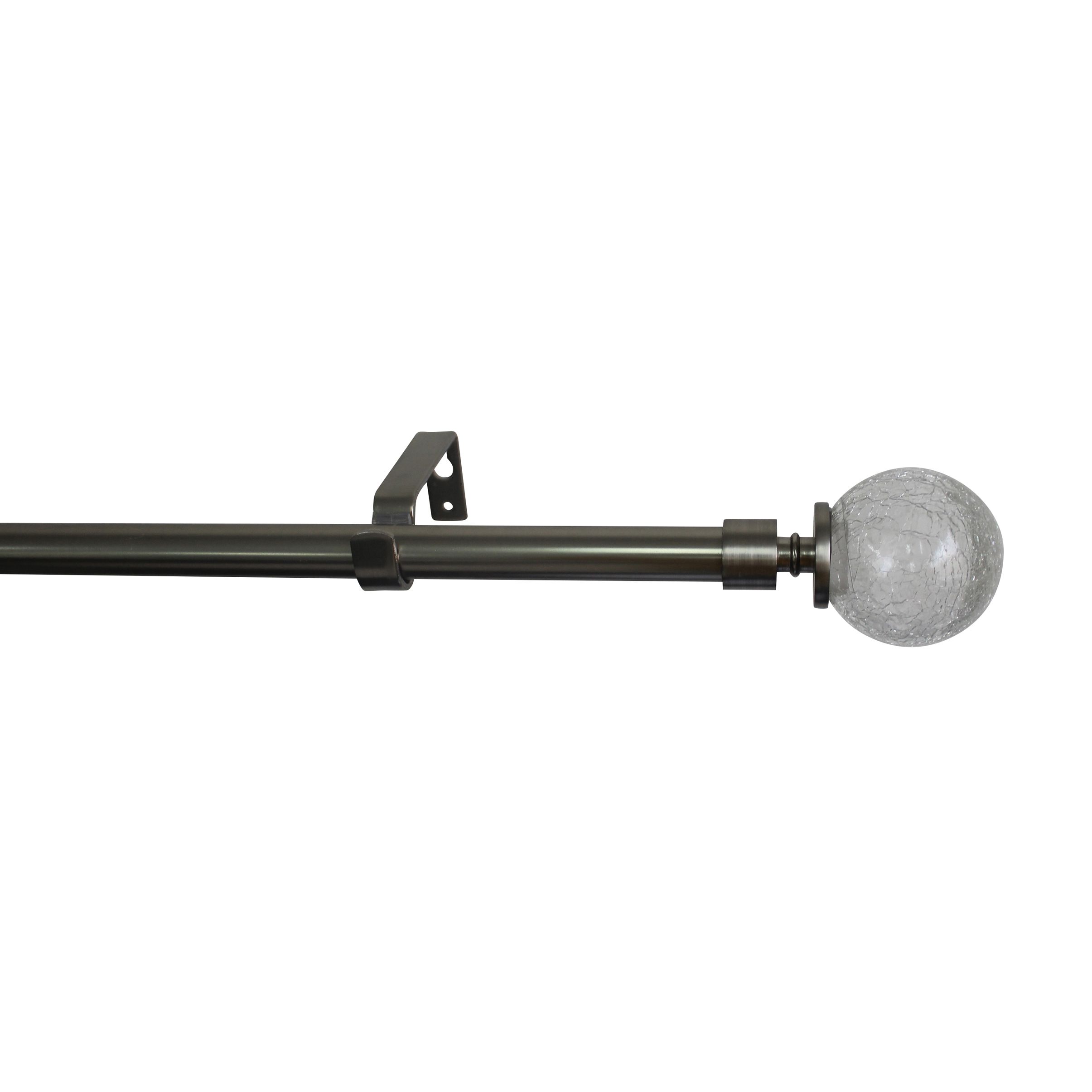 GoodHome Athens Grey Brushed nickel effect Extendable Ball Curtain pole Set, (L)2000mm-3300mm (Dia)19mm