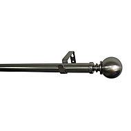 GoodHome Athens Grey Brushed nickel effect Extendable Ball Curtain pole Set, (L)2000mm-3300mm (Dia)28mm