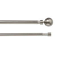 GoodHome Athens Grey Brushed nickel effect Extendable Ball Double pole Set, (L)2000mm-3300mm (Dia)19mm
