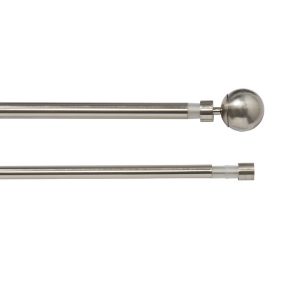 GoodHome Athens Grey Brushed nickel effect Extendable Ball Double pole Set, (L)2000mm-3300mm (Dia)19mm