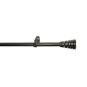 GoodHome Athens Grey Brushed nickel effect Extendable Cone Curtain pole Set, (L)1200mm-2100mm (Dia)19mm