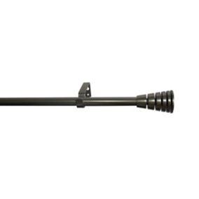 GoodHome Athens Grey Brushed nickel effect Extendable Cone Curtain pole Set, (L)2000mm-3300mm (Dia)19mm