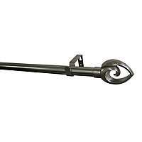GoodHome Athens Grey Brushed nickel effect Extendable Curtain pole Set, (L)2000mm-3300mm (Dia)28mm