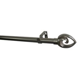 GoodHome Athens Grey Brushed nickel effect Extendable Curtain pole Set, (L)2000mm-3300mm (Dia)28mm