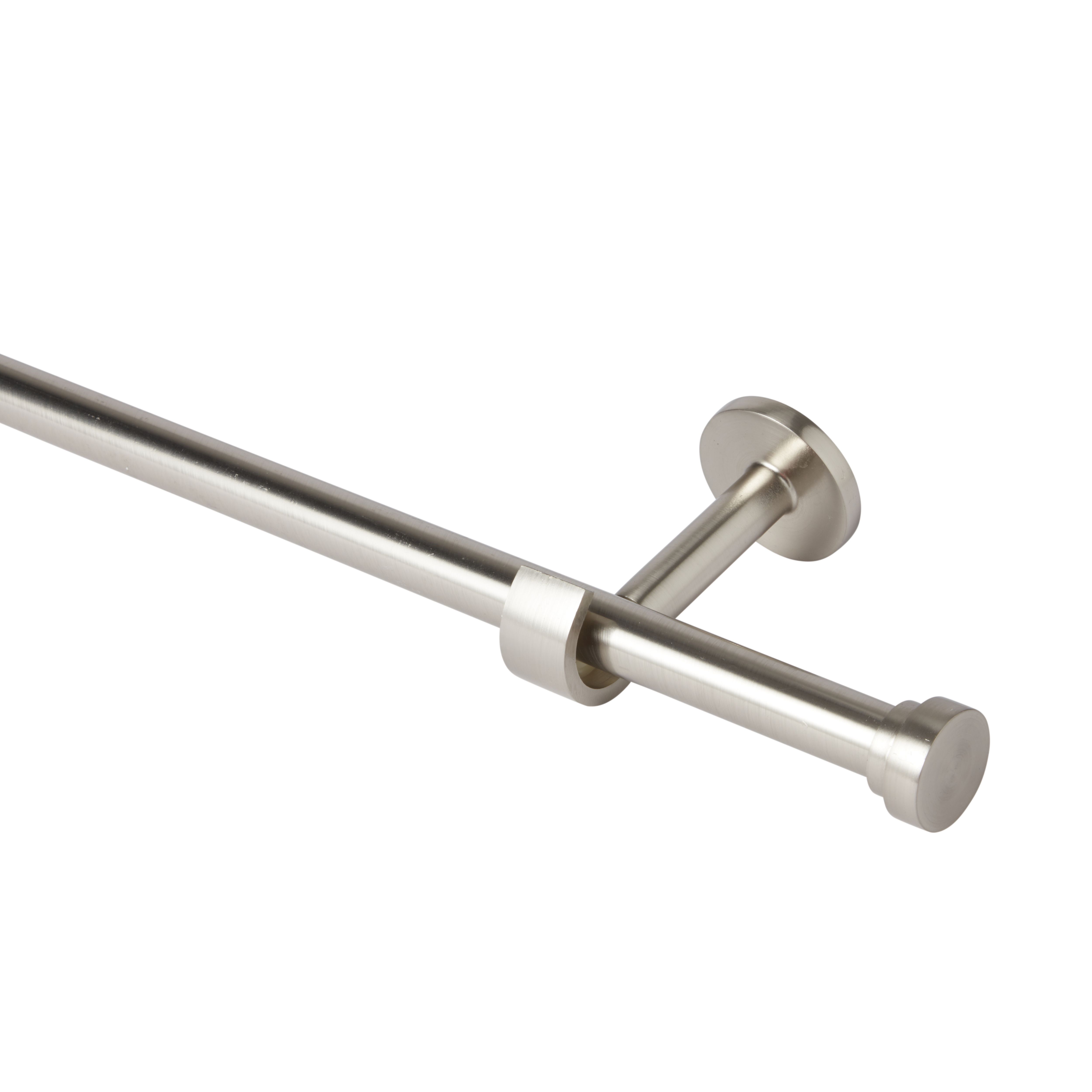GoodHome Athens Nickel effect Fixed Curtain pole Set, (L)1.5m (Dia)19mm
