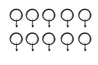 GoodHome Athens Nickel effect Grey Curtain ring, Pack of 10