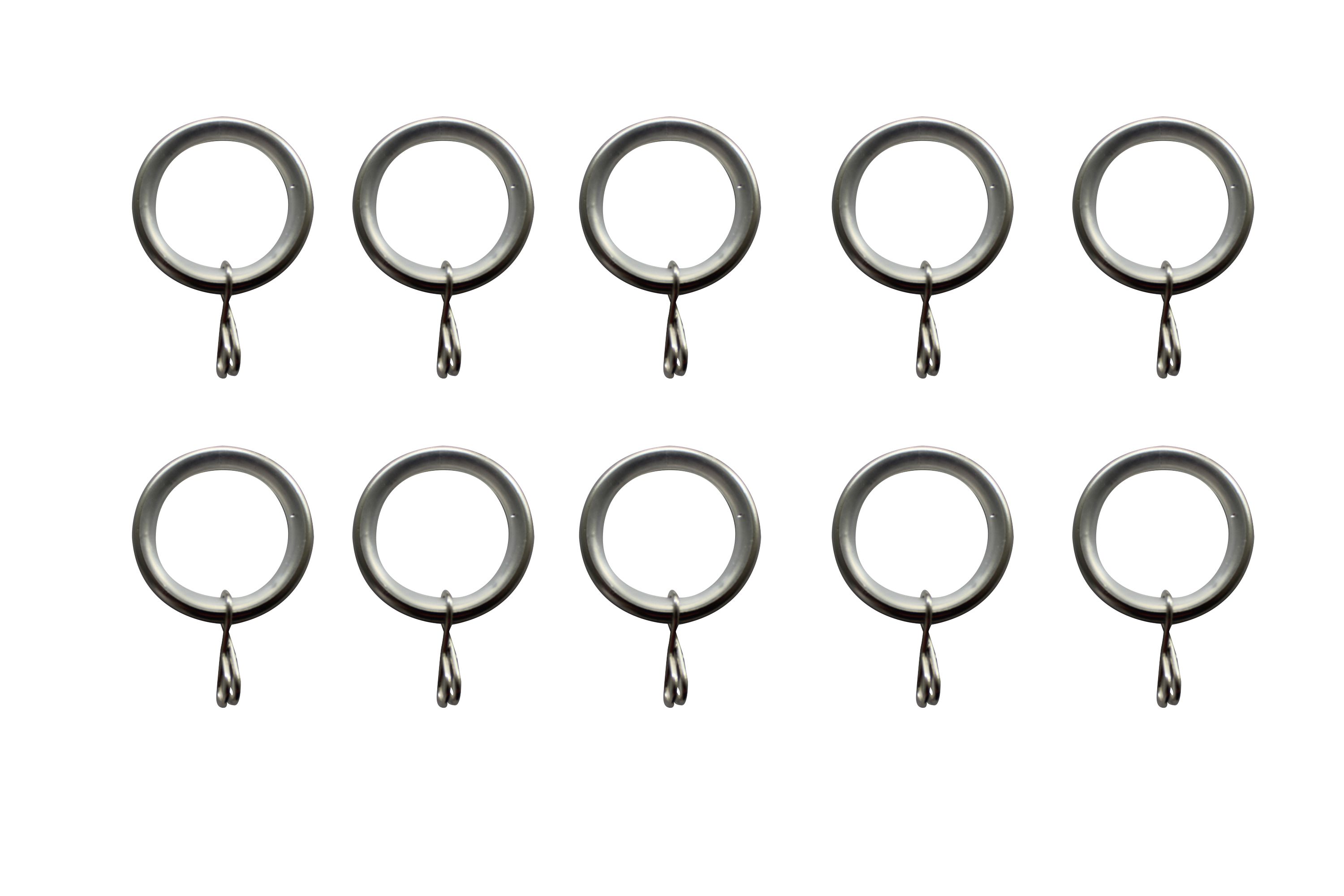 GoodHome Athens Nickel effect Grey Curtain ring, Pack of 10