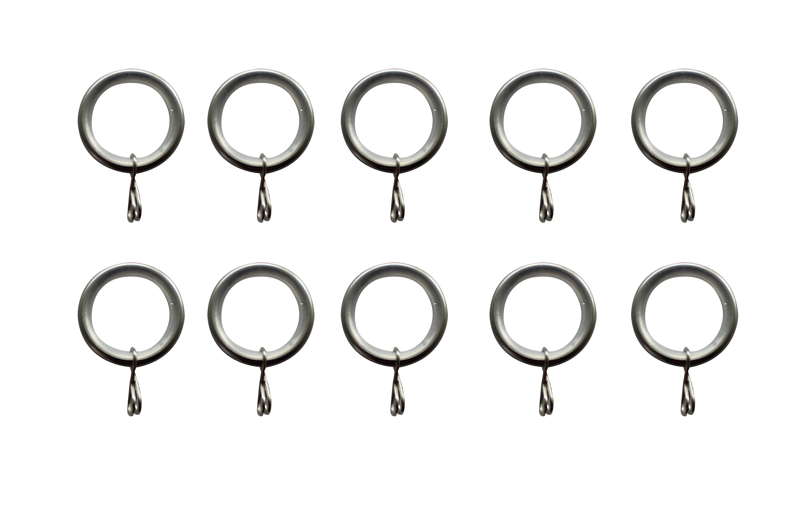 Goodhome Athens Nickel Effect Satin Nickel Effect Curtain Ring, Pack Of 