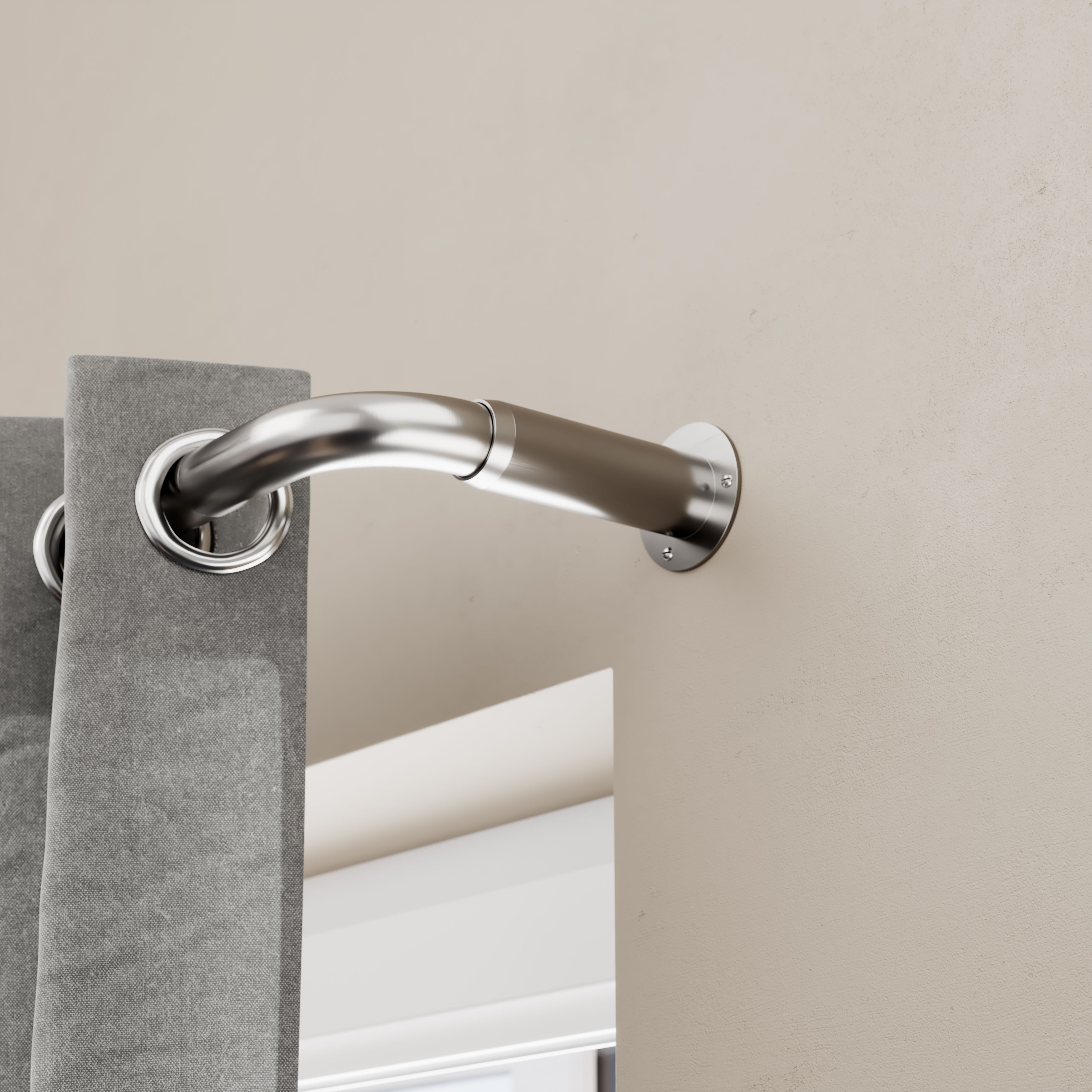 GoodHome Athens Satin Grey Nickel effect Curtain pole, (L)2m (Dia)28mm