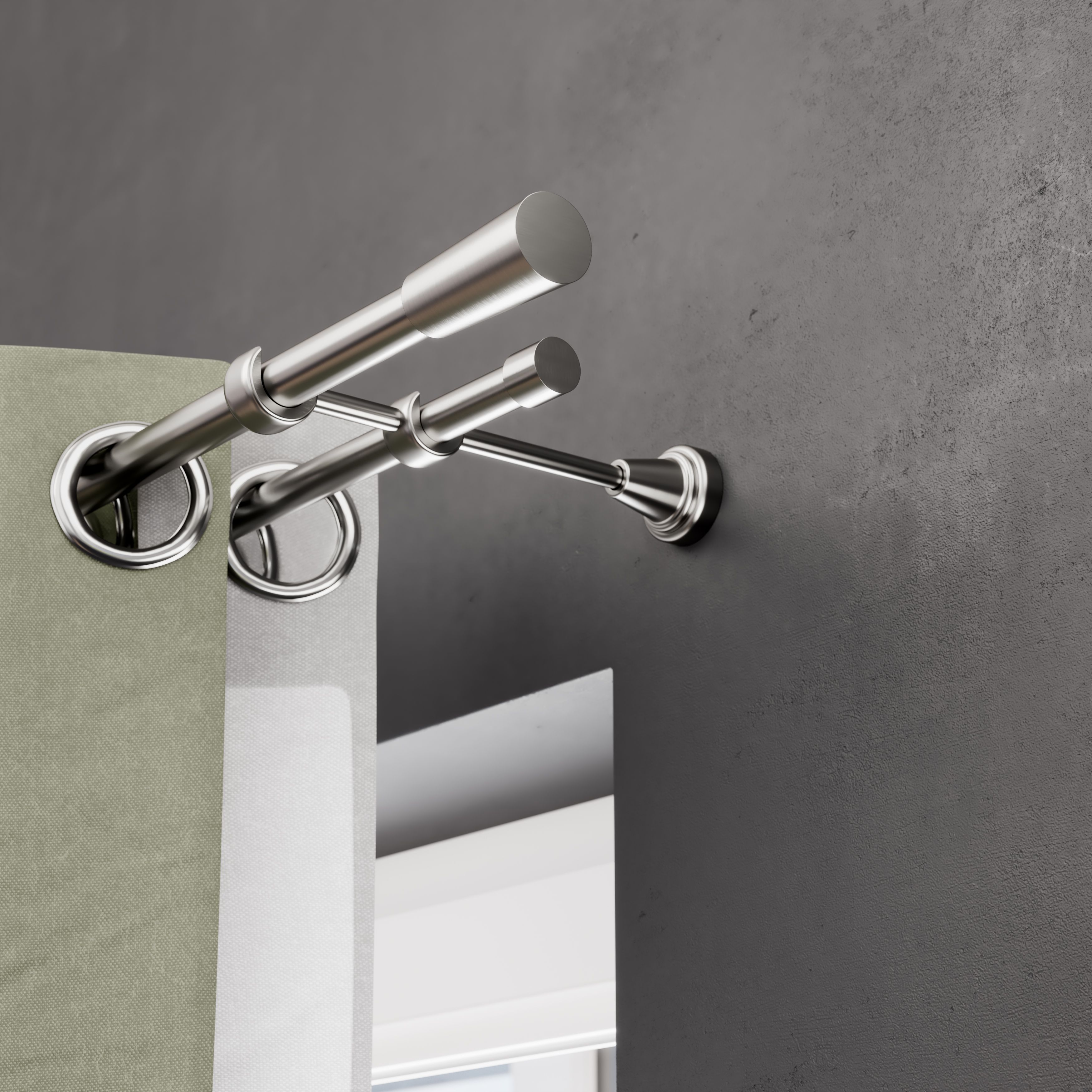 GoodHome Athens Satin Grey Nickel effect Curtain pole, (L)2m (Dia)28mm
